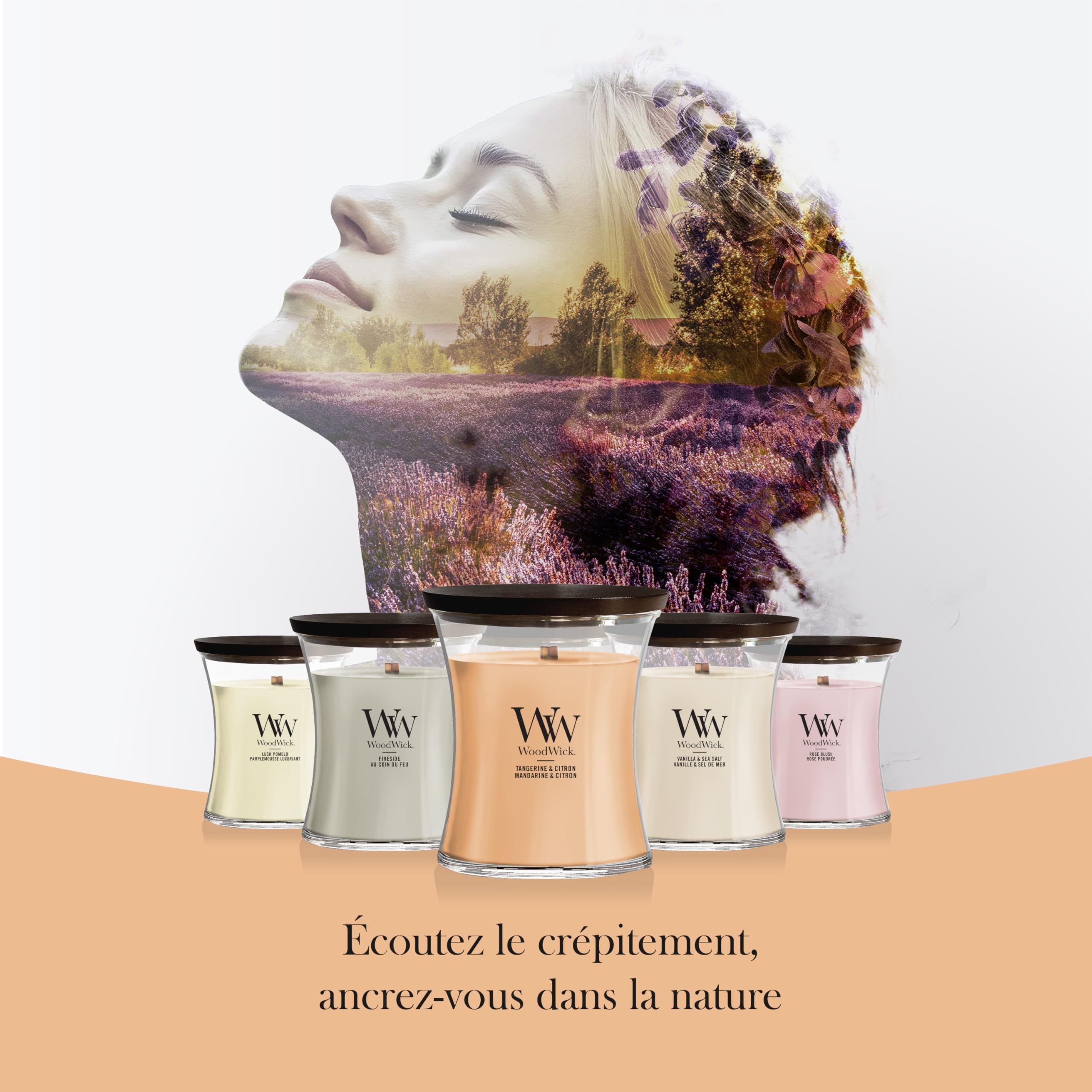WoodWick Bougie parfumée | Grande bougie sablier | Mandarine & citron | Cadeaux parfaits pour femmes