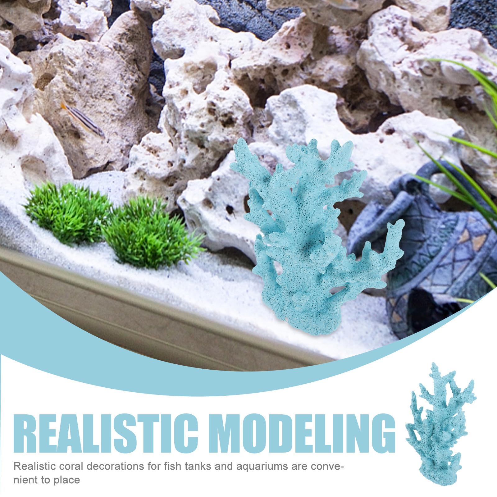 Toyvian Adorno de Coral Azul de Resina para Decoración de Acuario, Resistente Abrasión, Adecuado para Peces y Accesorios de Peceras