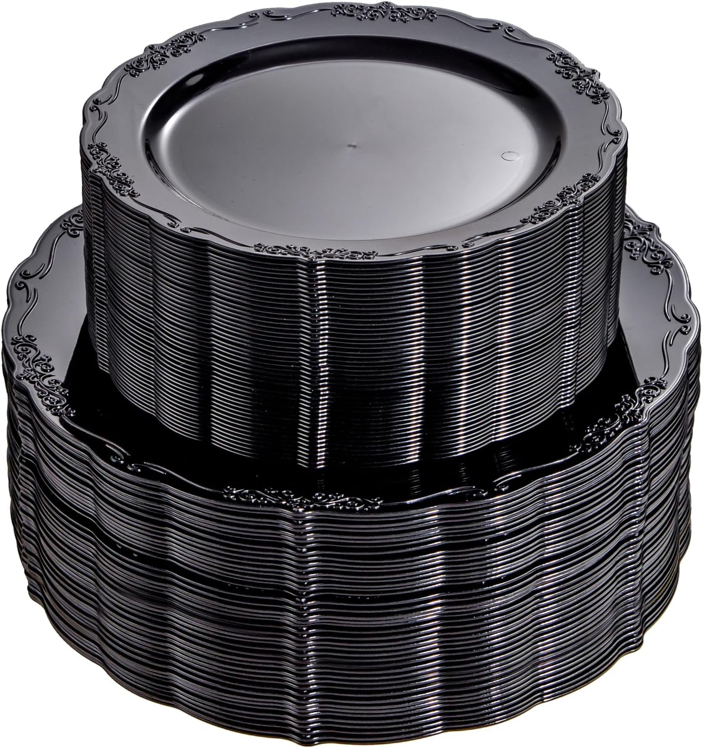 Black Hard Plastic Platos for Party Wedding Bridal Shower