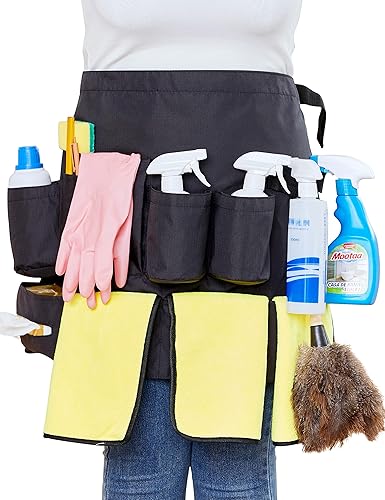Delantal de limpieza profesional impermeable con 7 bolsillos para limpiadores profesionales de casa y hoteles, ahorra tiempo
