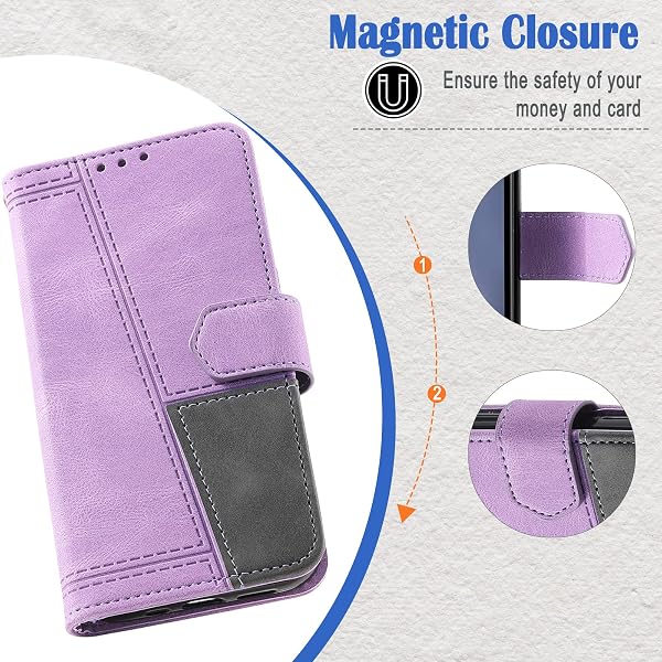 DENDICO Cover per Galaxy A32 5G (Non per Galaxy A32 4G), Flip Custodia in PU Pelle, Cover a Libro Magnetica Portafoglio per Samsung Galaxy A32 5G, Viola - 3
