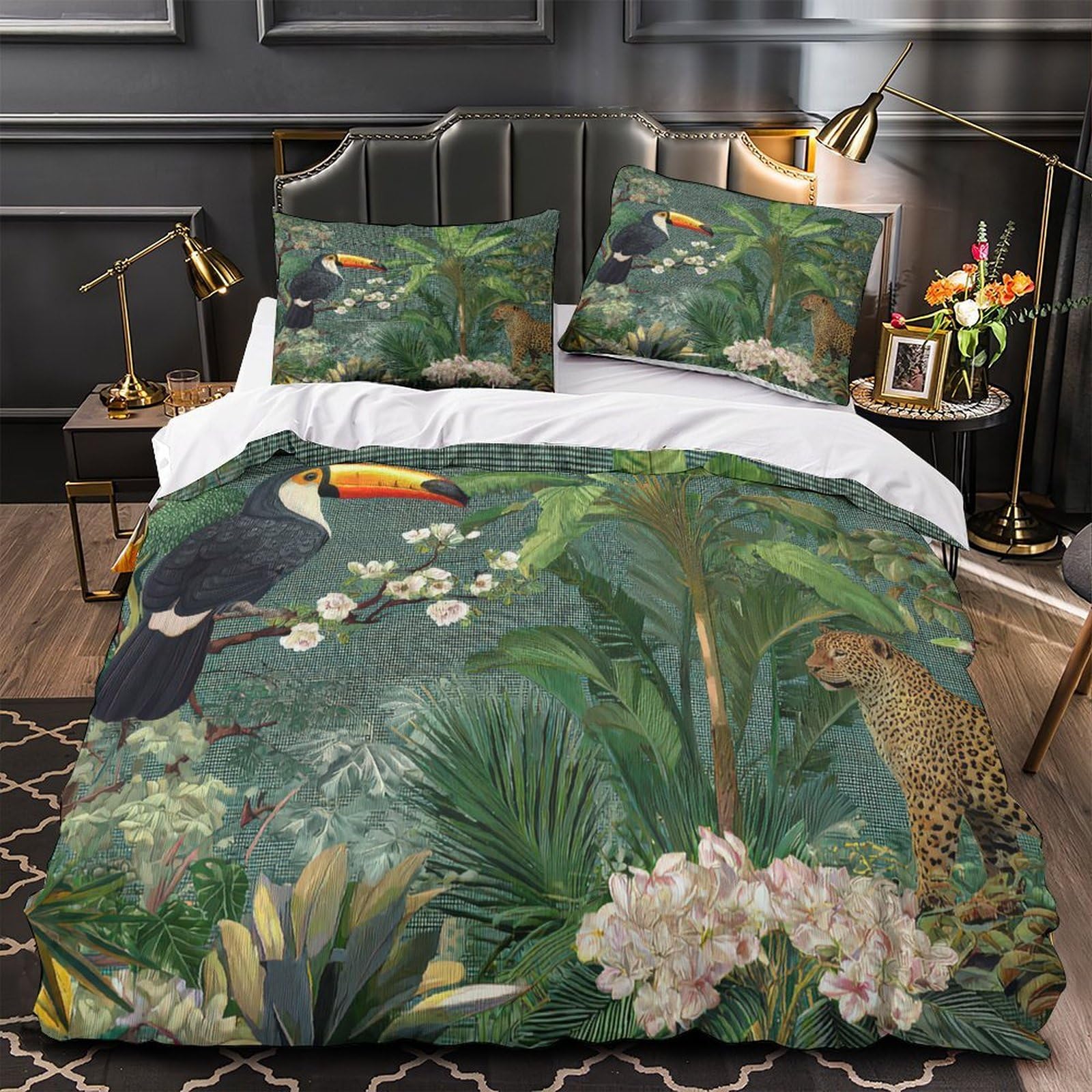 Housse de couette toucan anti-plis et super douce en microfibre résistante 140x200