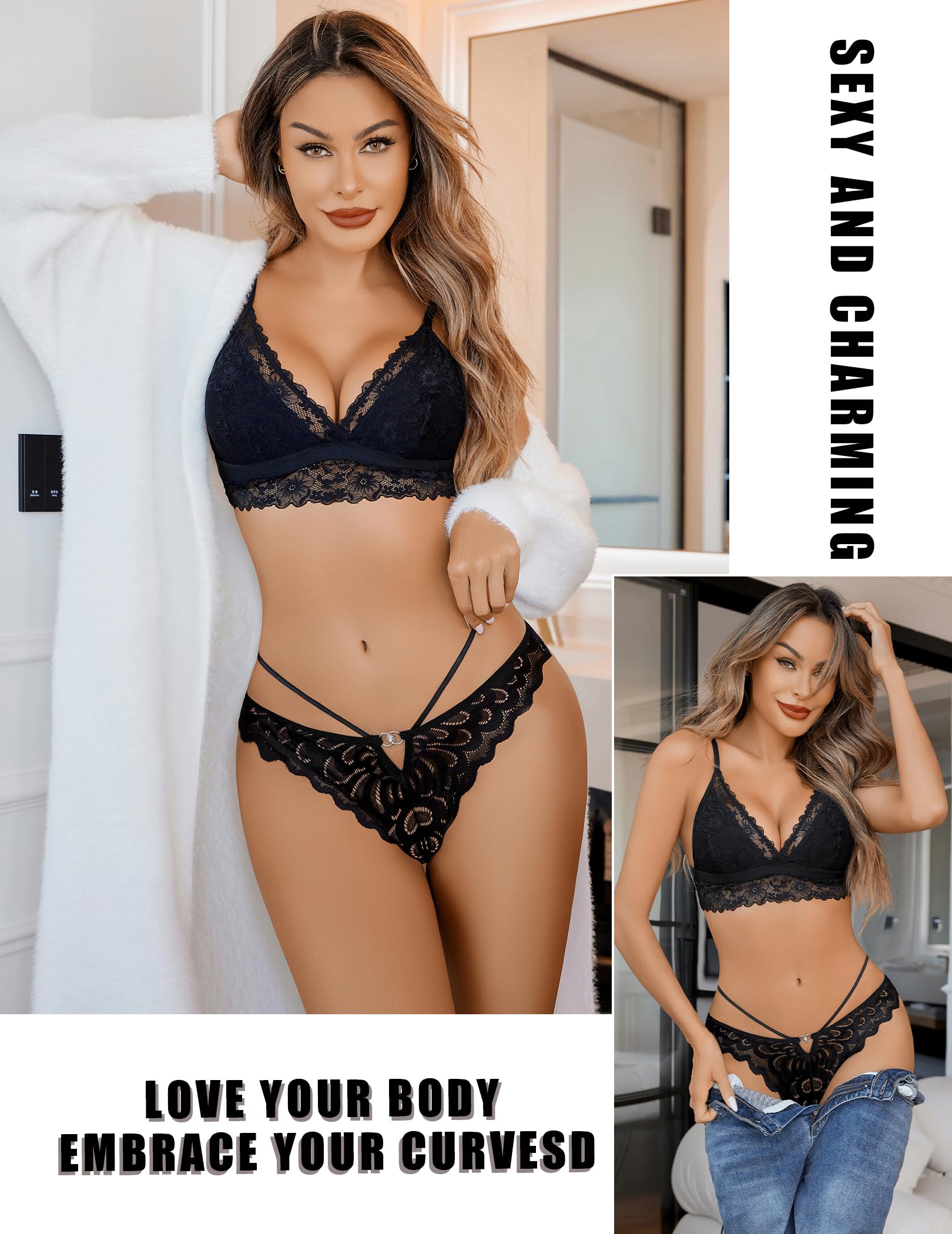 Avidlove Sexy Underwear for Women Lace Bikini Panties Criss Cross Back Underpants