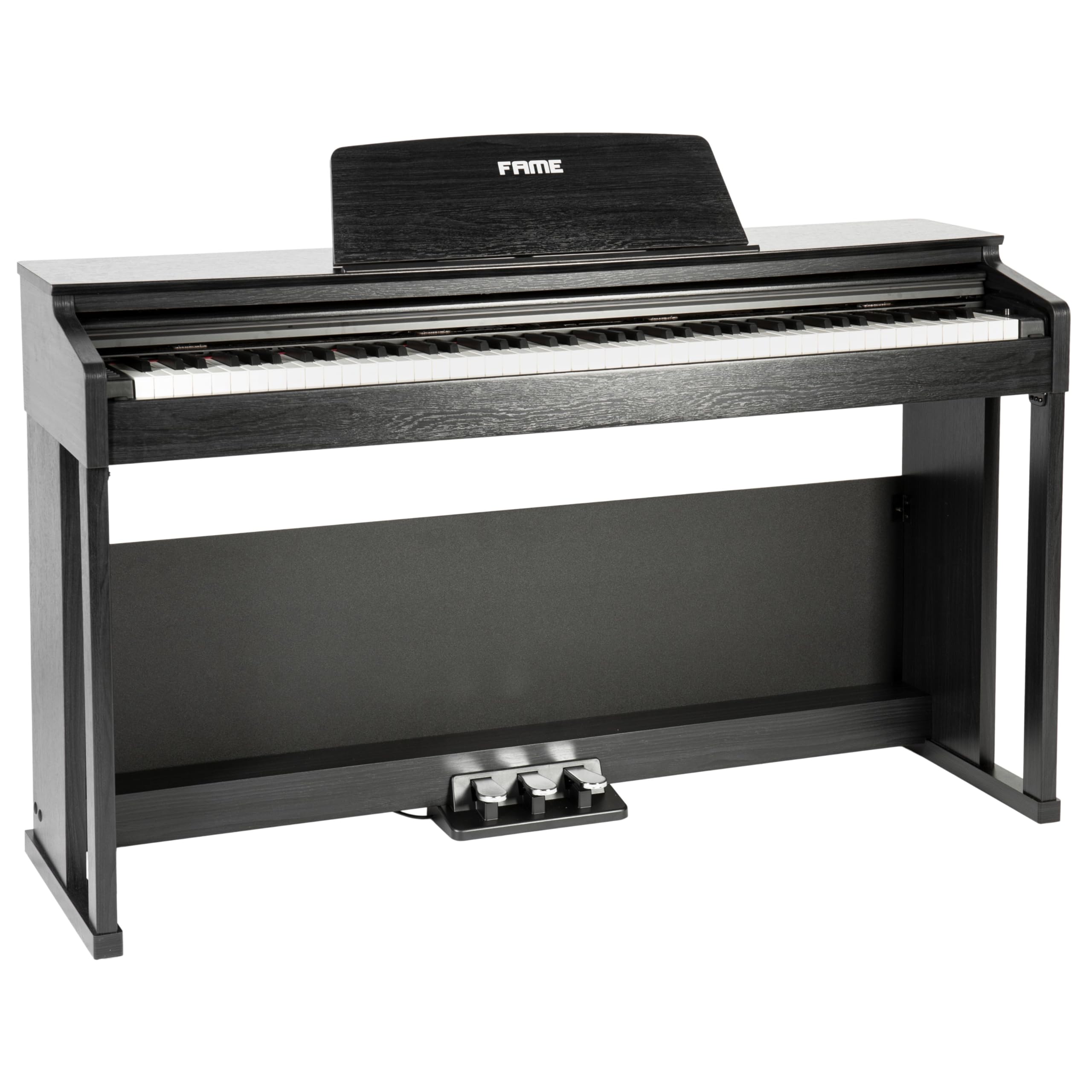 Fame Digitalpiano Set, DP-3000 BK, 88 Tasten, Hammermechanik, 20 Sounds, 128-fache Polyphonie, integrierter Effektprozessor, Klavierbank, Kopfhörer, Notensammlung, Schwarz.