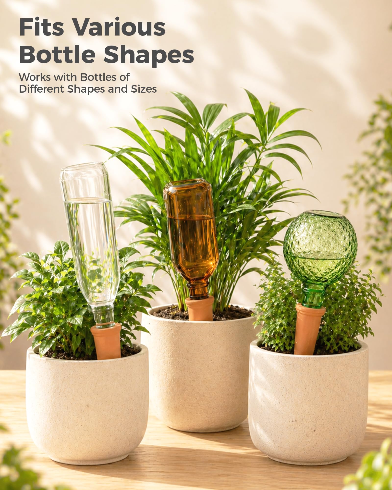 Bamworld Ollas d'Arrosage 6 Pièces Cônes d'Irrigation en Terre Cuite, Système Autonome Goutte à Goutte pour Plantes, Arrosage Automatique pour Vacances Jardin Intérieur et Extérieur