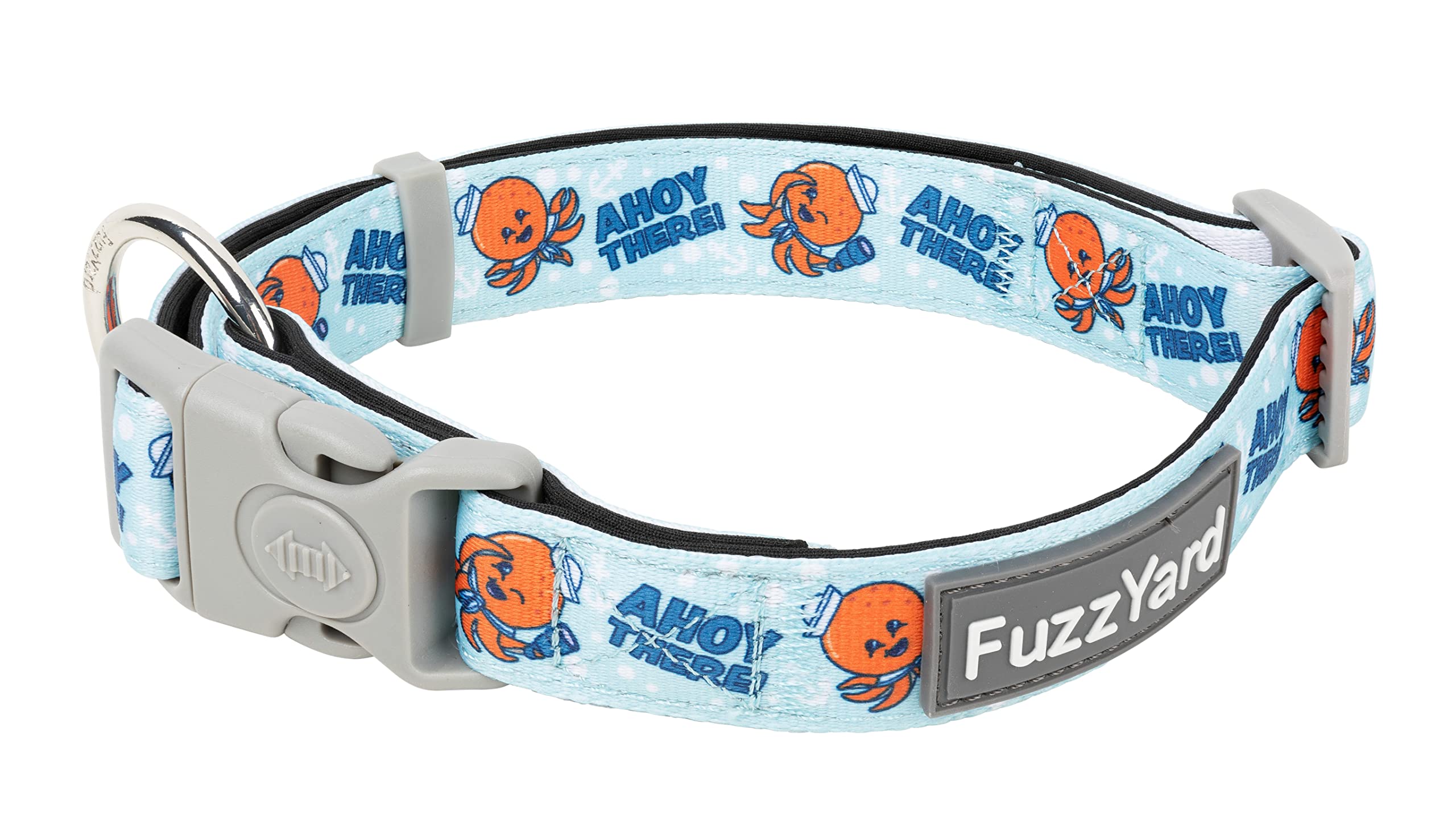 FuzzyardAdjustable Neoprene Lockable Dog Collar (Ahoy There!, Medium)