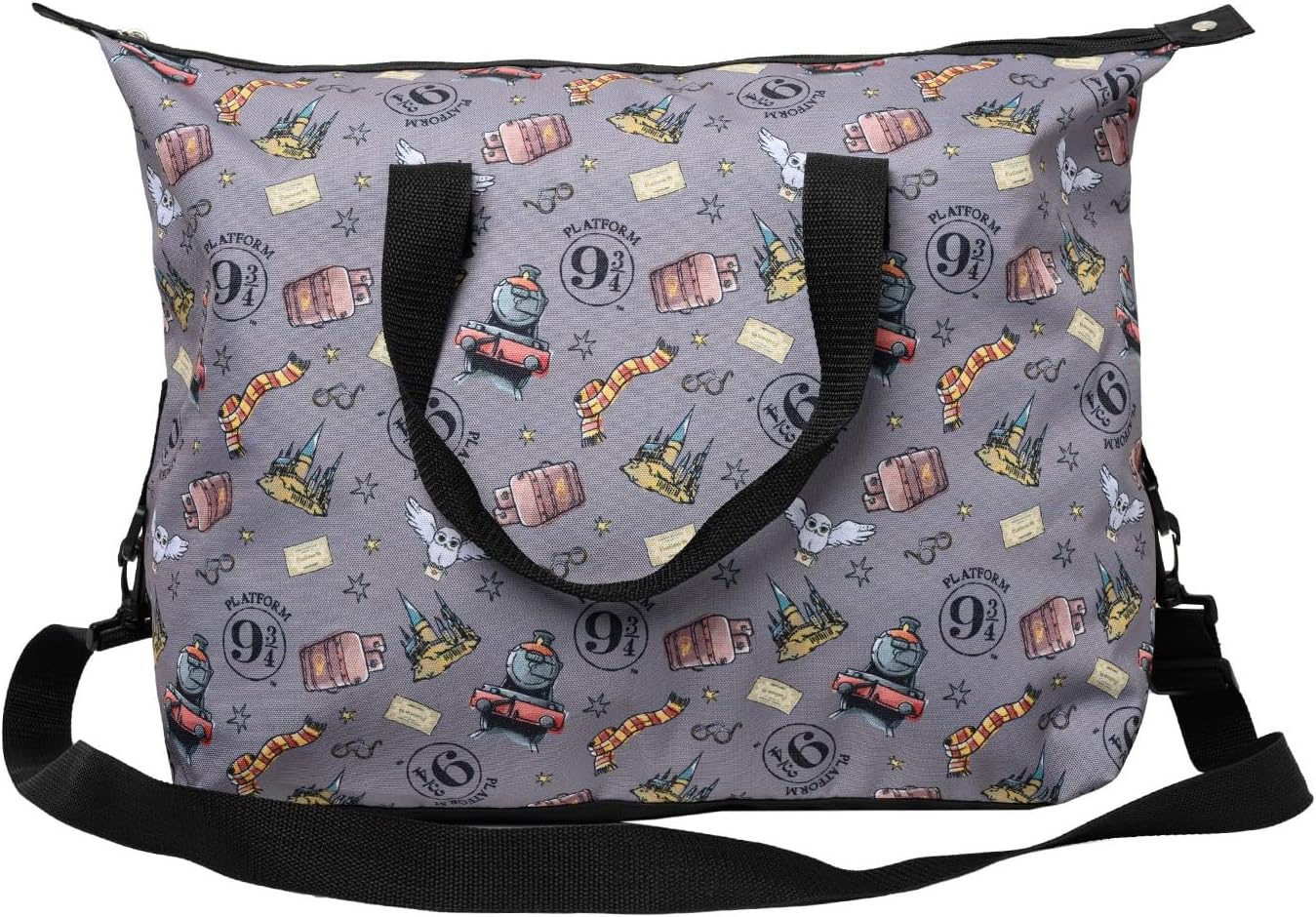 Harry Potter Tote Duffel Bag Hogwarts All Over Print Owl Glasses Carry On Travel