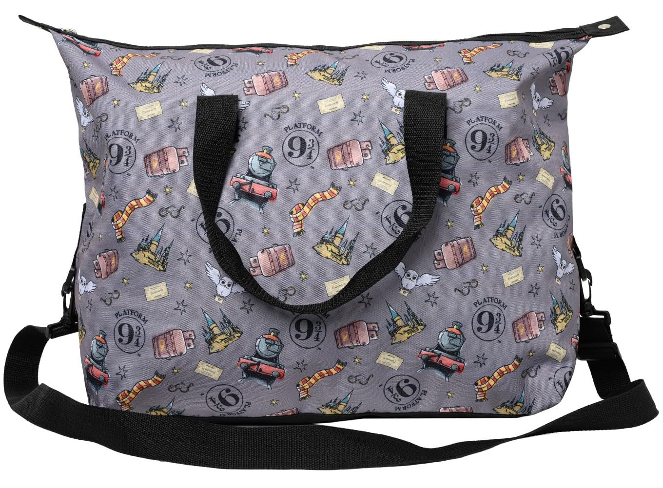 Bolsa de lona Tren Buho Gafas Hogwarts Estampado Todo Sobre Llevar Viajes, Blanco apagado, Bolsa de lona Weekender