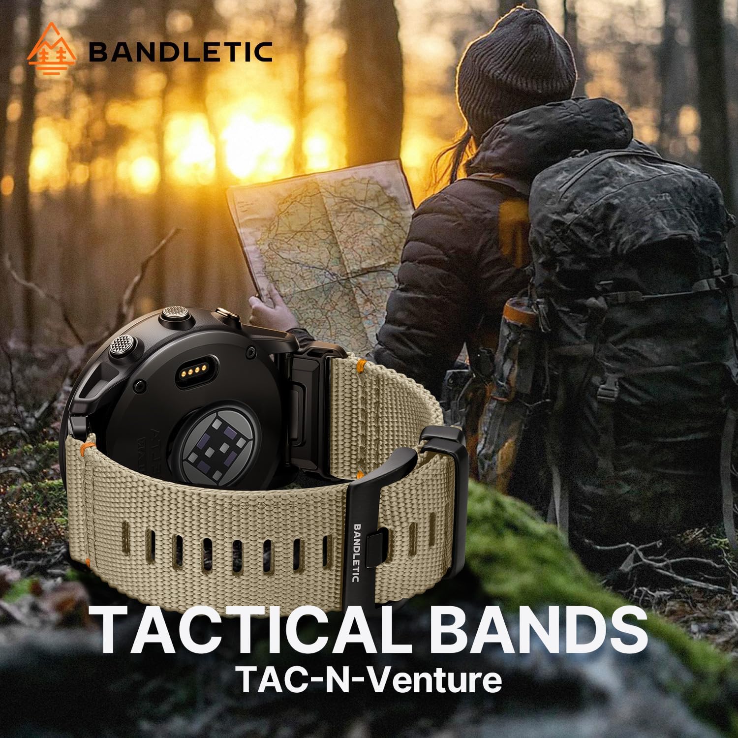 Bandletic Compatible with Garmin Instinct Watch Bands - 22mm Quick Fit Rugged Nylon Replacement Band for Fenix 8 E 47mm/7 6 Pro/5 Plus/Instinct 2 3 E 45mm/Forerunner 970 965/Approach S70 S62/Epix Pro - Image 2