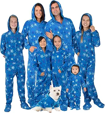 Footed Pajamas - Family Matching Hoodie Onesie | One Piece Boys, Girls, Men, Women Pjs and Pets Sweaters | Unisex