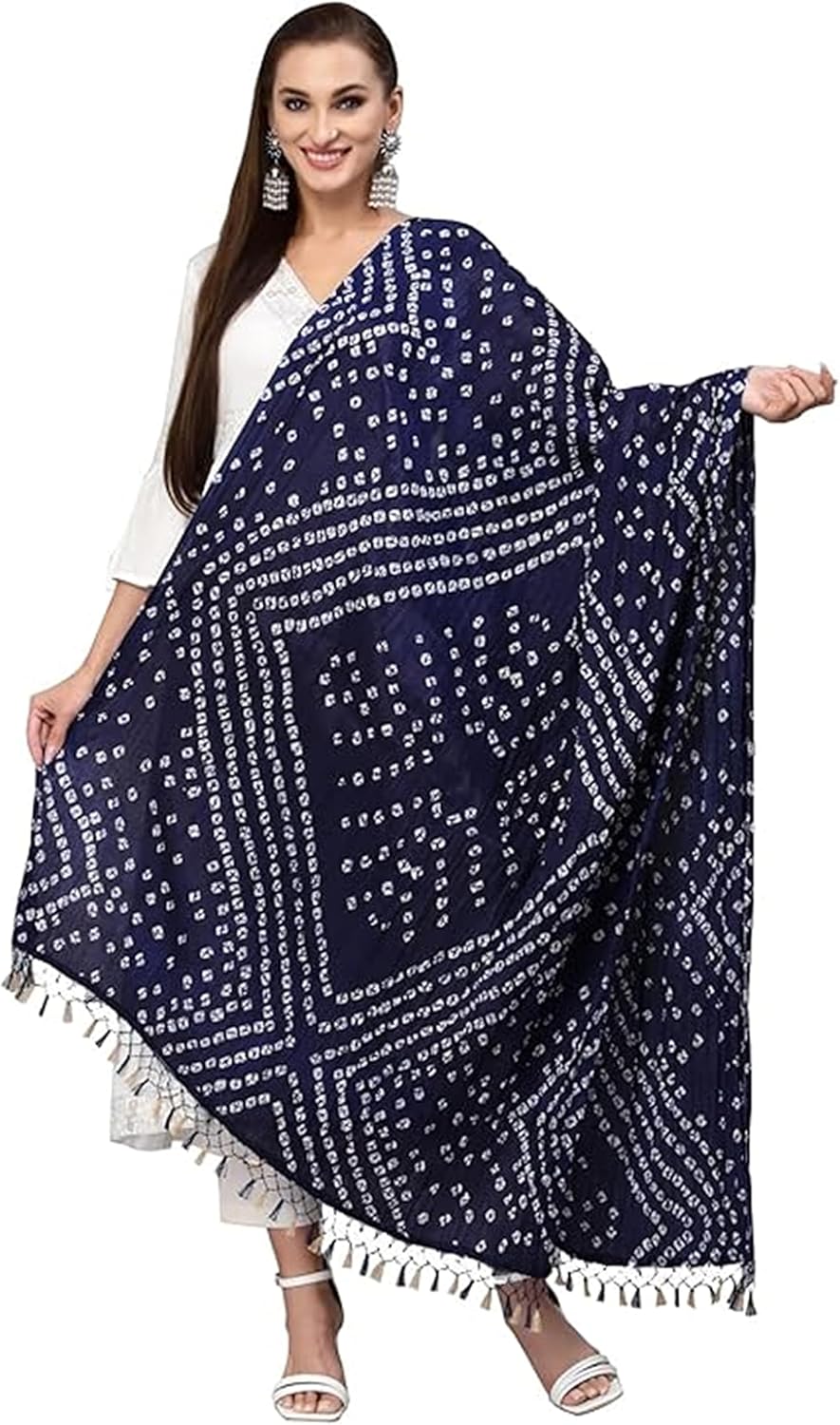 TRENDMALLS Women's Bandhani Pattern Chinon Silk Dupatta