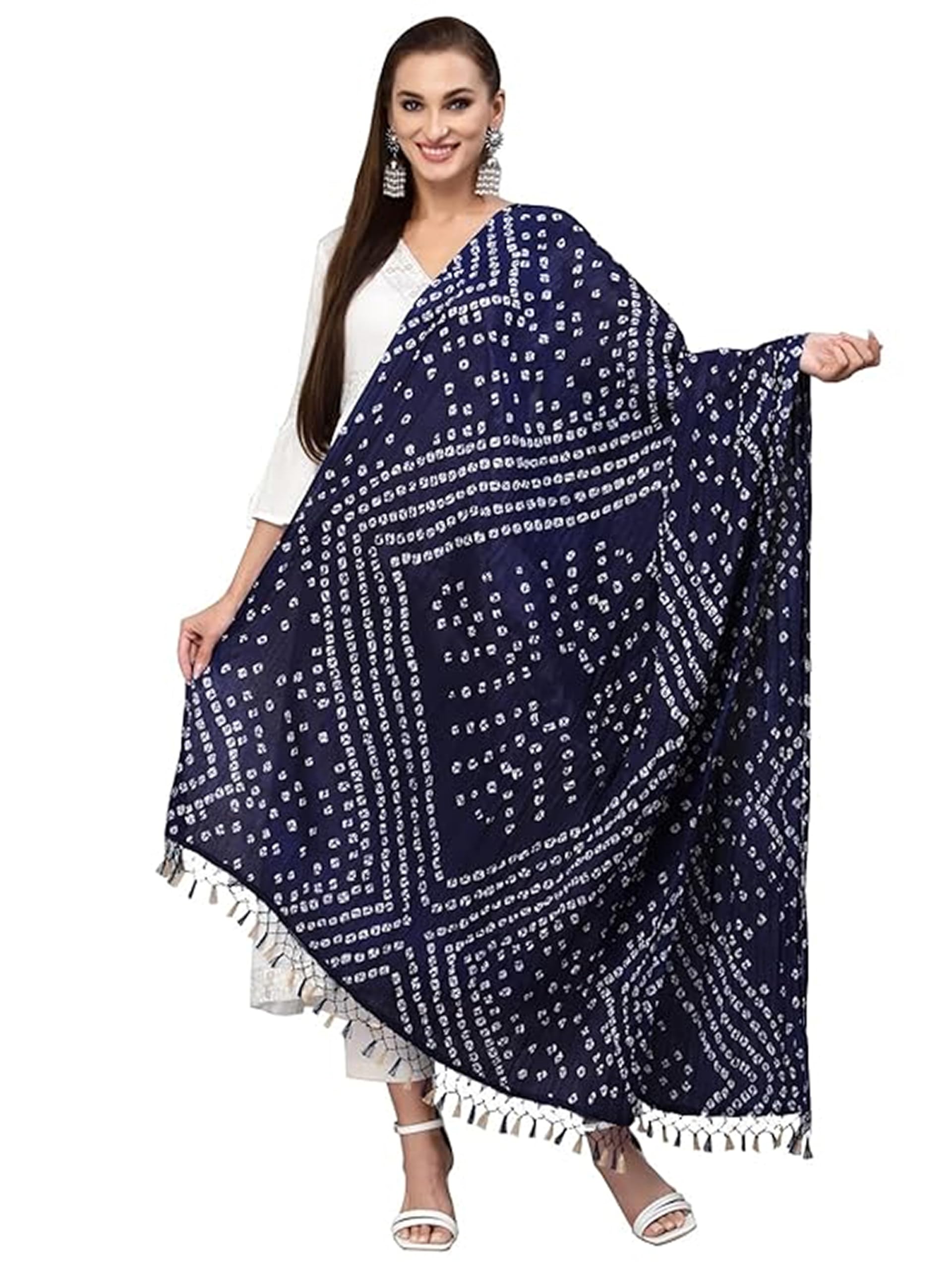 trendmalls Women's Bandhani Pattern Chinon Silk Dupatta-picture-11