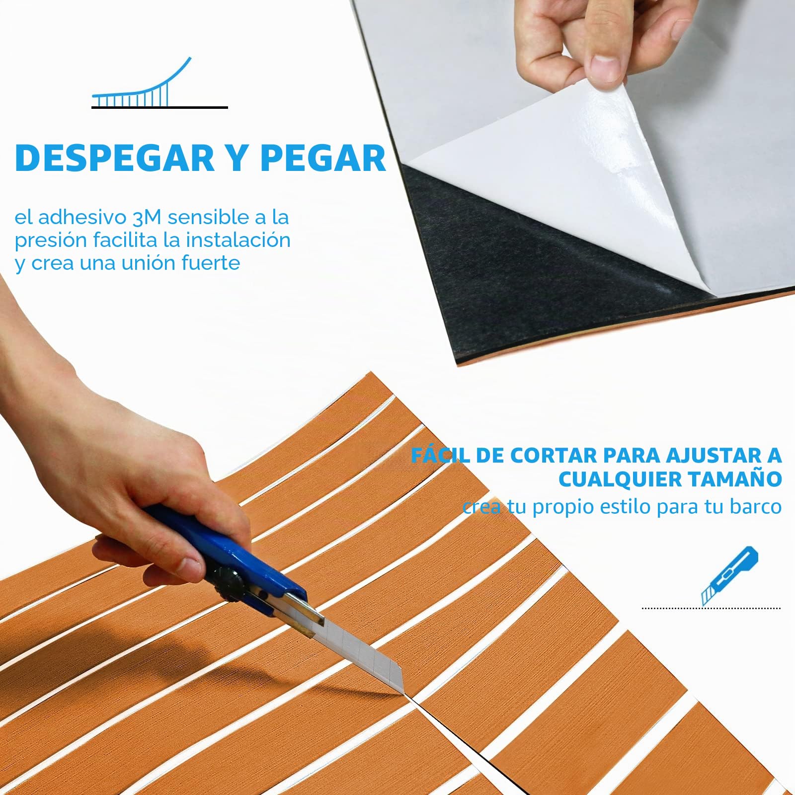 Eva Espuma Barco DIY Piso Decking Pad (90 x 240 cm), Estera de Madera de Teca Marino sintético para embarcaciones
