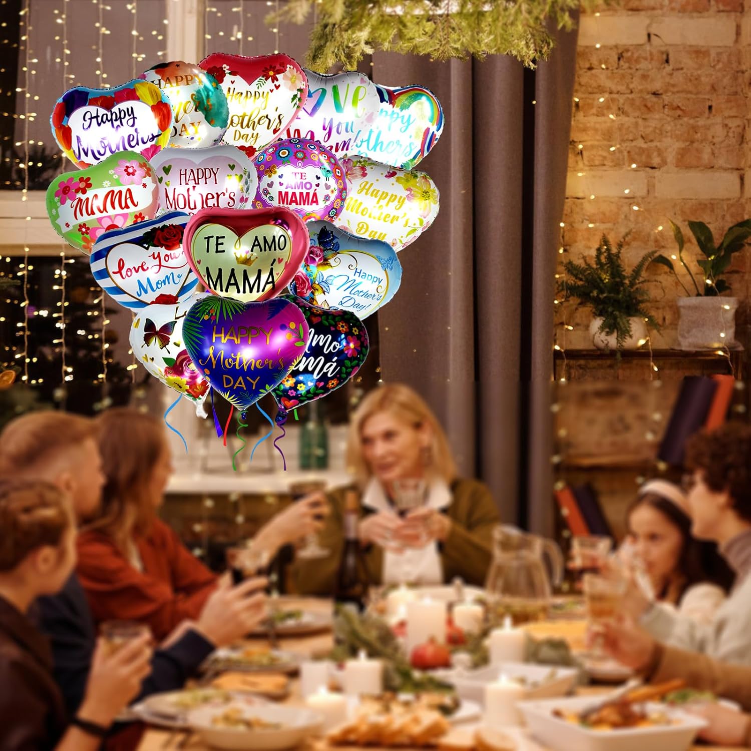 30 Pcs Happy Mother's Day Balloons Party Decorations, 18 Inch Heart Love You Mom Balloons, Colorful Mylar Foil Balloon with Ribbon for Mother Grandmother Birthday Supplies, Meaningful Mother's Day!