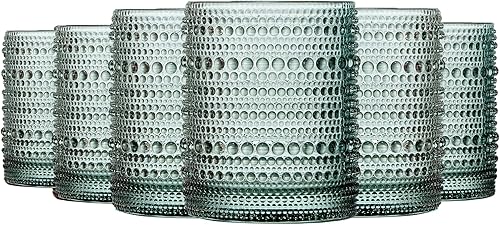 Miniatura 16 de Khen Vaso de hobnail rojo rubí | Juego de 6 | Cristalería vintage con diseño de burbujas de 11 onzas, vasos de agua con burbujas, vino, cóctel