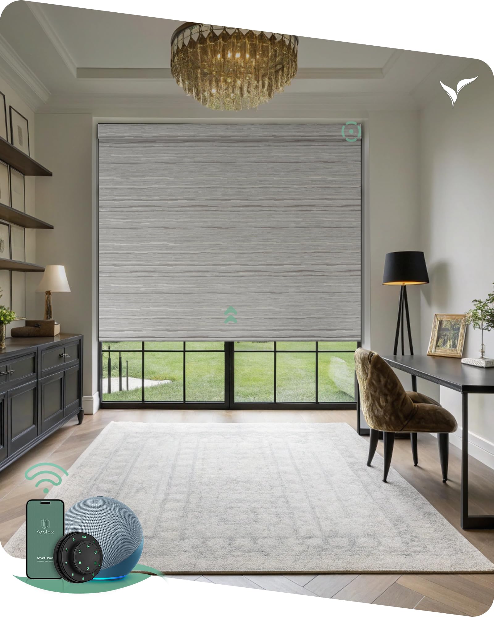 Yoolax Motorized Blinds with Remote, Smart Blinds for Windows Blackout Automatic Shades Compatible with Alexa Remote Control Roller Window Shades with