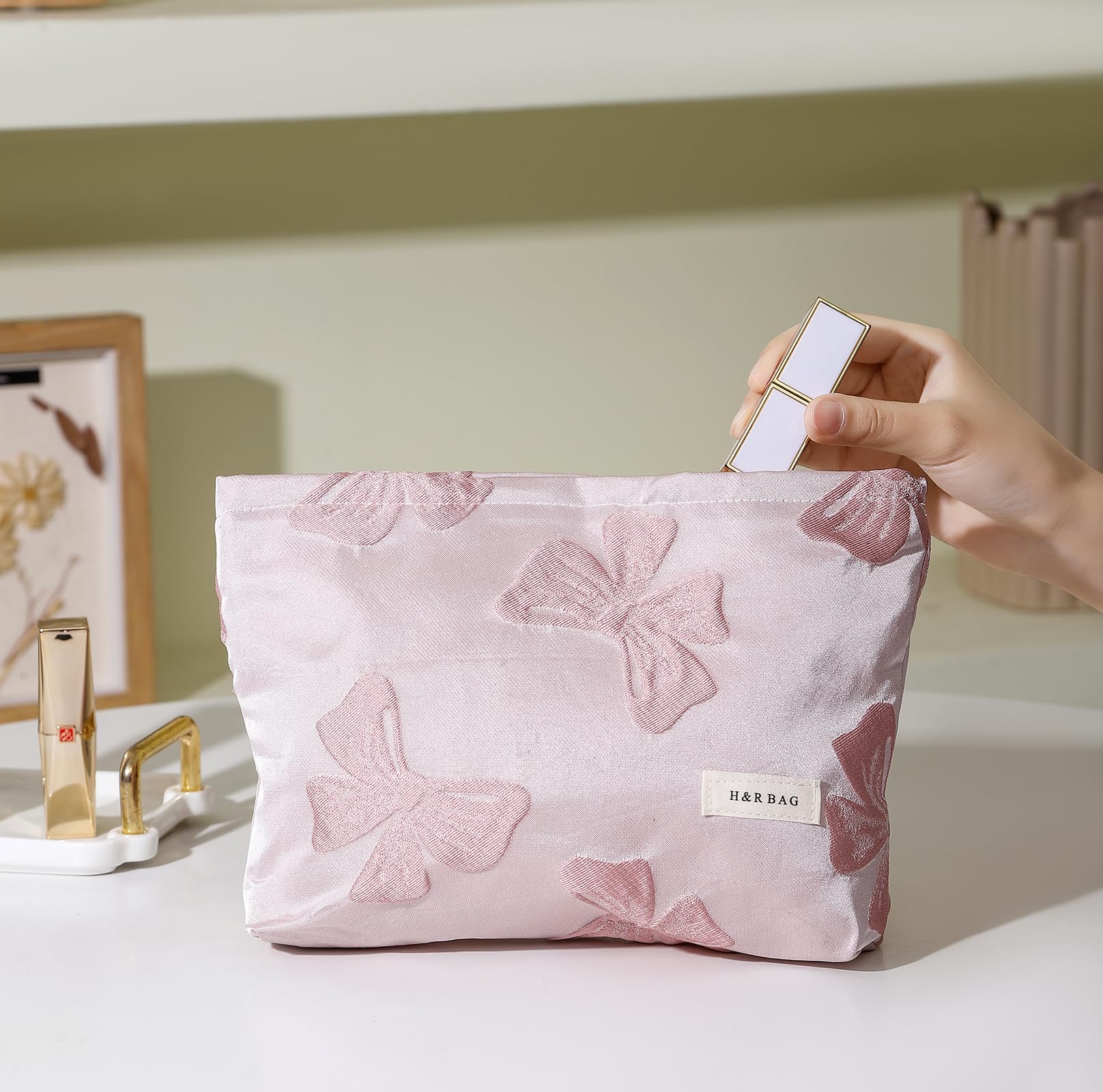 ONEGenug Makeup Bag, Set 2 Cosmetic Bags, Portable Pencil Case Makeup Pouch Travel Essentials Toiletry Bags for Women Girls - Image 2