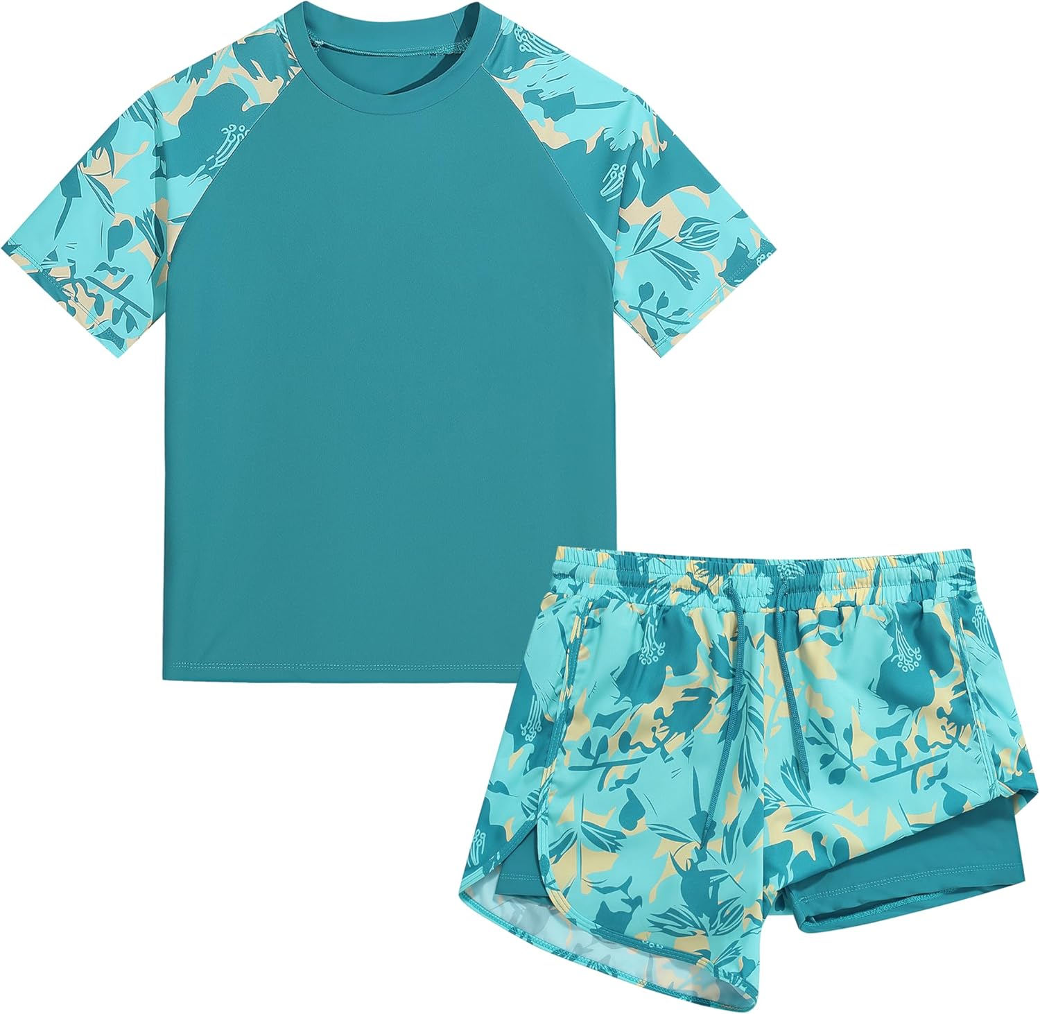 Boys Swimsuits UPF 50+ Sun Protection Rash Guard 2 Piece Kids Bathing Suit 4-16 Years