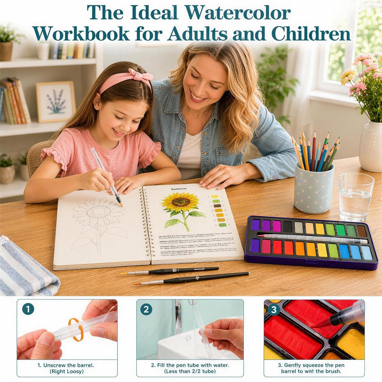 Beginner Watercolor Workbook - Floral Art Kit -4