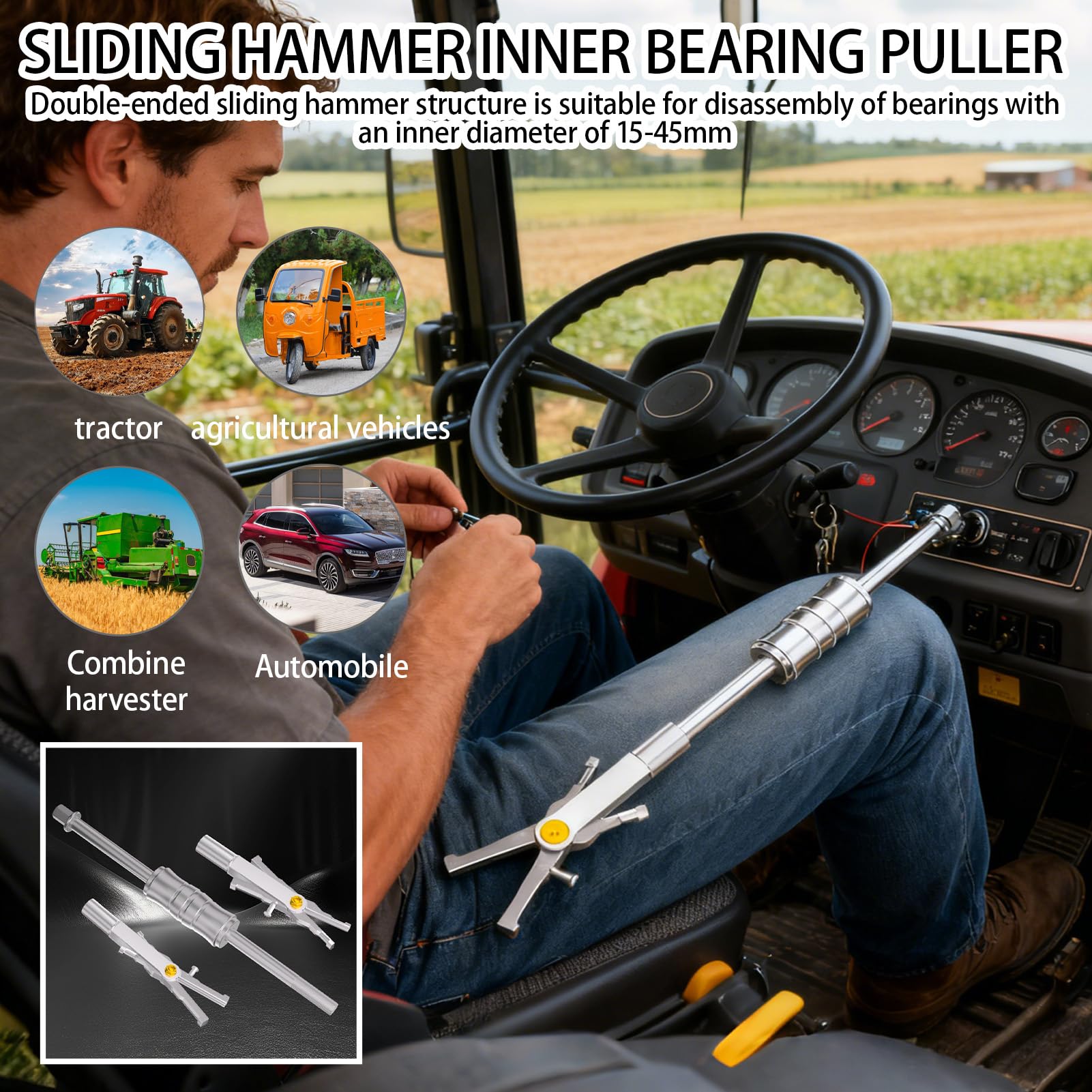 Extracteur de Roulement Aveugle Outil de Réparation Auto en Acier Galvanisé | Outil de Séparation pour Roulement à Haute Résistance Pour Entretien Voiture Atelier Démontage Arbre Rép