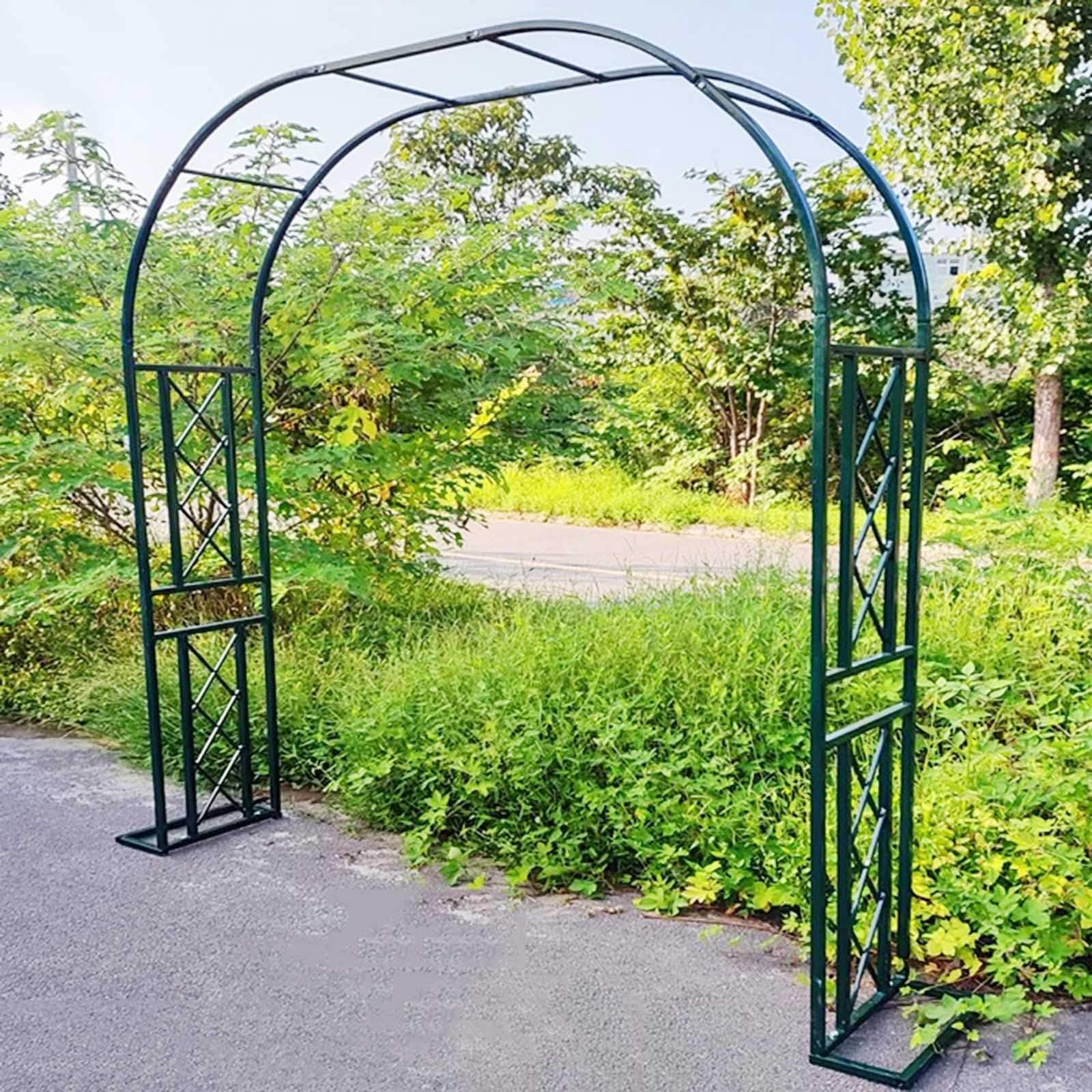 Arco da giardino in acciaio inox, 299,7 x 231,1 x 40,6 cm, forte supporto per viti, fiori e rose, ideale per vialetti e sentieri del giardino