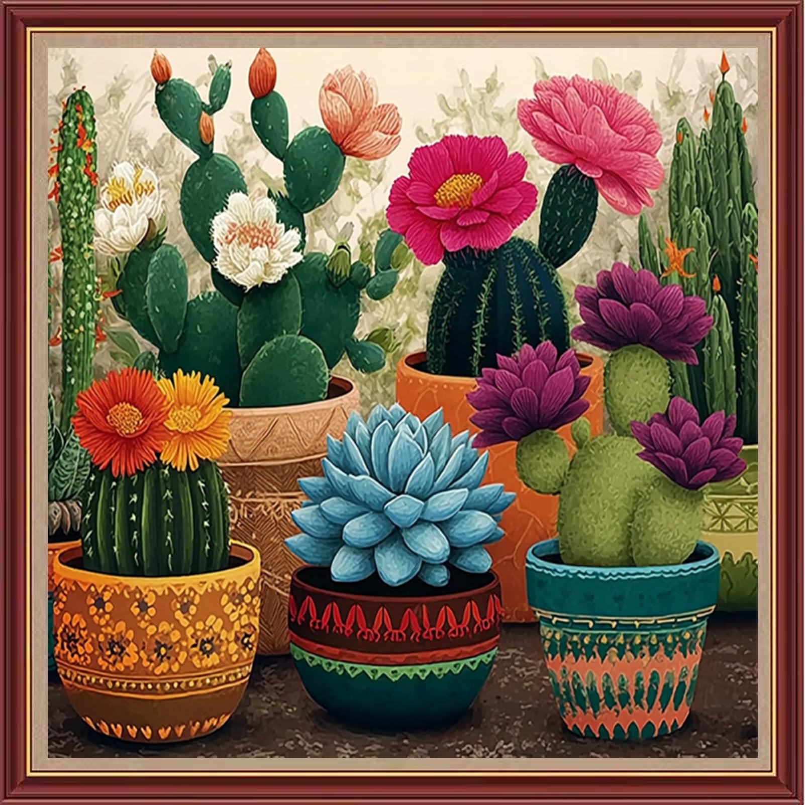 Dooxvey Cross Stitch Kits for Adults Beginners,Full Range of Cross-Stitch Stamped Kits Needlepoint Kits for Beginners Embroidery Kits 11CT Cross Stitch Patterns-Flowers Succulent Plants 18x18 inch