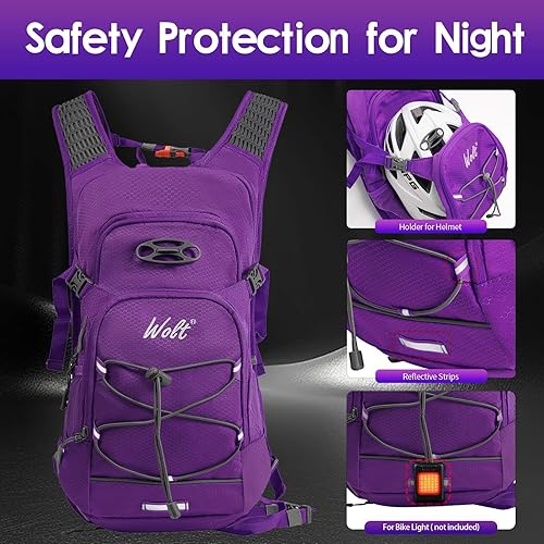 Miniatura 4 de Wolt Mochila de hidratación de 18 L para senderismo, mochila de agua con bolsa de agua de 2 L para hombres y mujeres, paquete de hidratación para