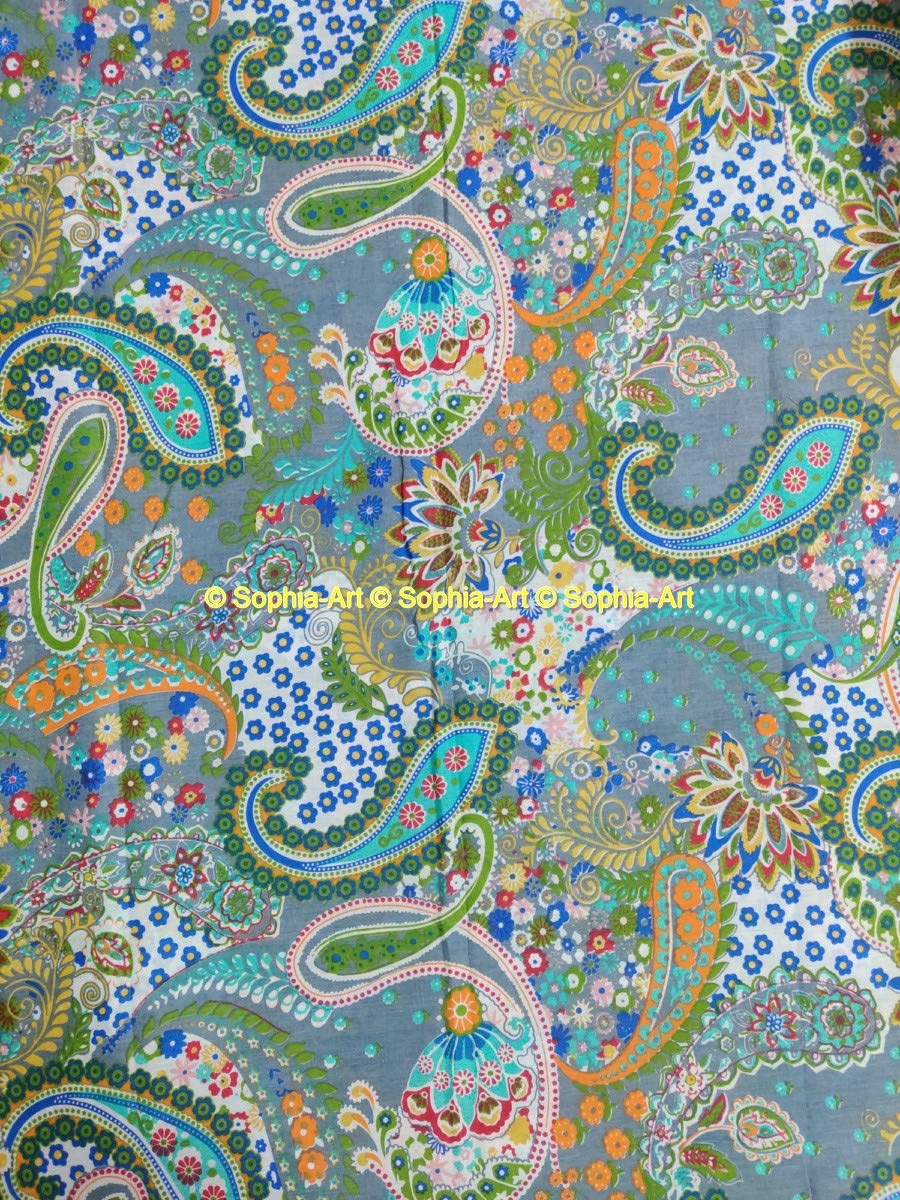 Tessuto Voile Di Cotone The Yard Con Stampa Paisley Cachemire Rosso: Larghezza 112 Cm, Leggero, Per Sartoria E Deco