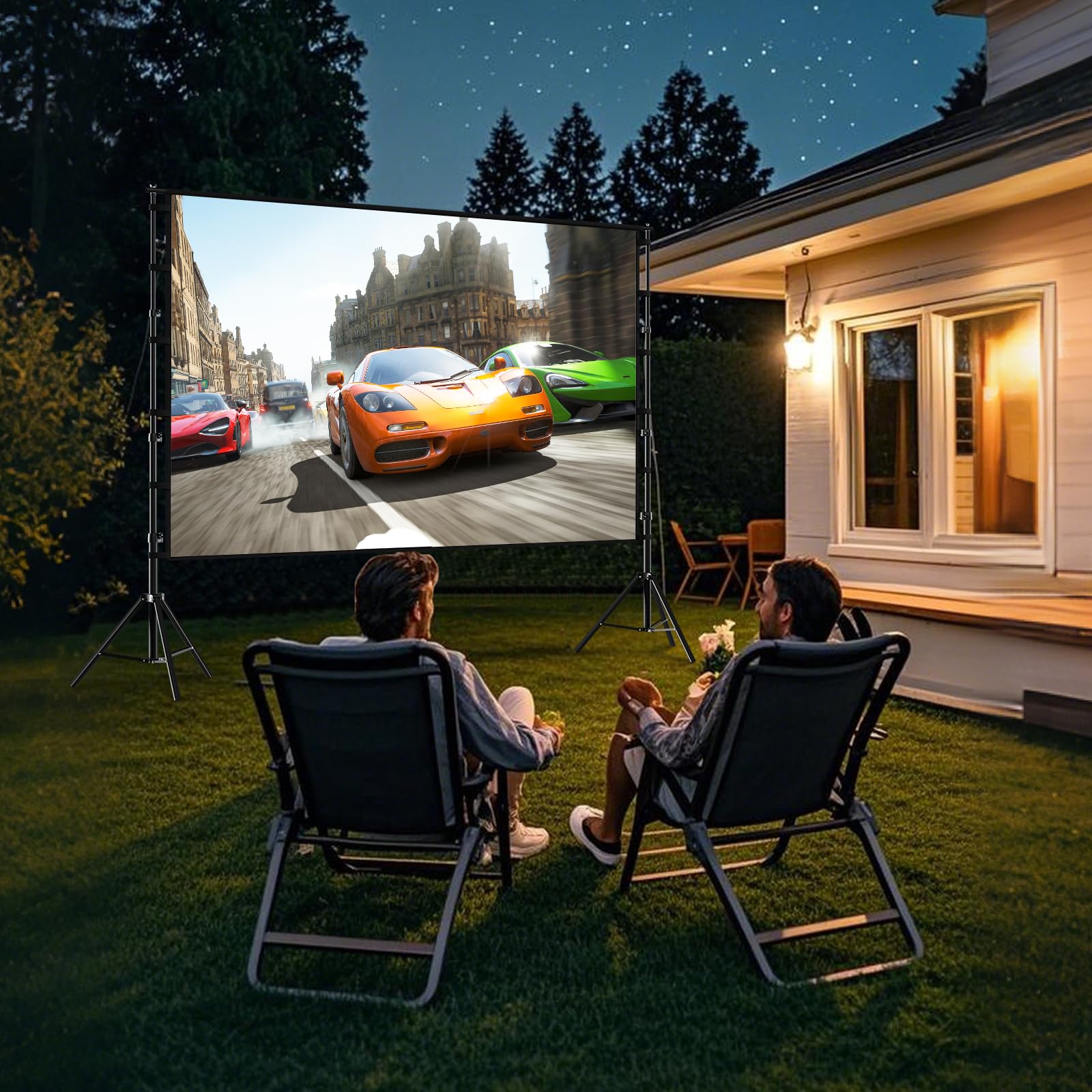 Beamer Leinwand mit Stativ 120 Zoll,DUYIKJ Tragbare Projektor Leinwand Beamer Outdoor Kino,160 Grad 16:9 HD Rear Front Projektion,Ideal für Heimkino, innen/außen Filme (120)