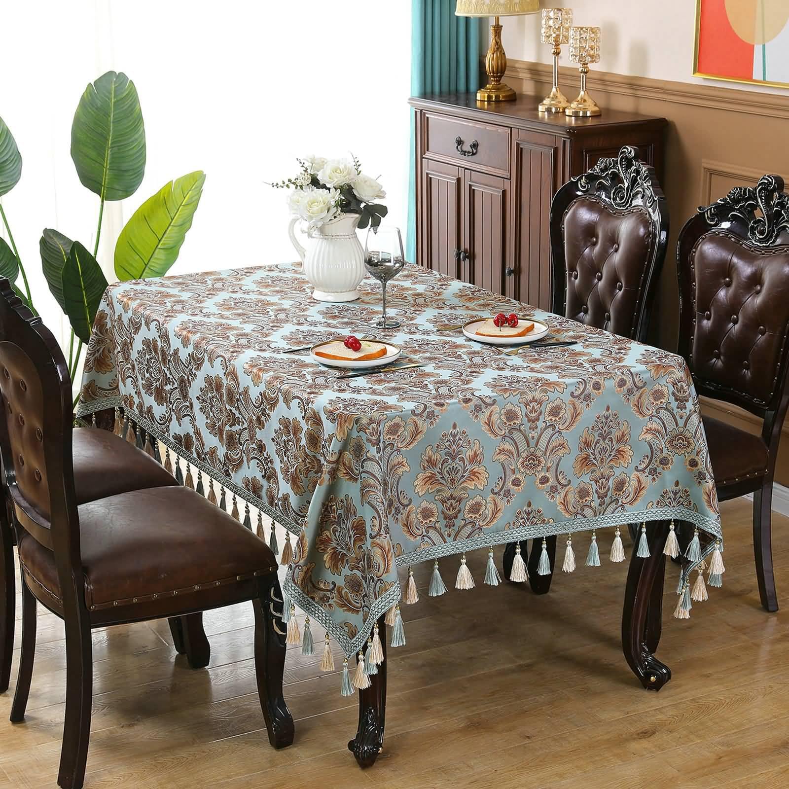Kitchen Tovaglia Antimacchia Poliestere, Blu, 130x180cm