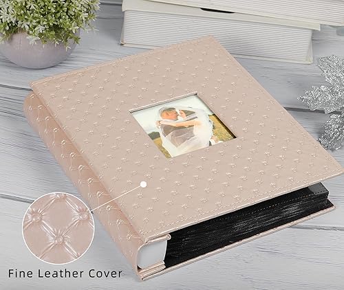 Miniatura 4 de RECUTMS 200 álbumes de fotos de 4 x 6 pulgadas, 200 álbumes de fotos pequeñas, cubierta de cuero de primera calidad, página interior negra, libro de