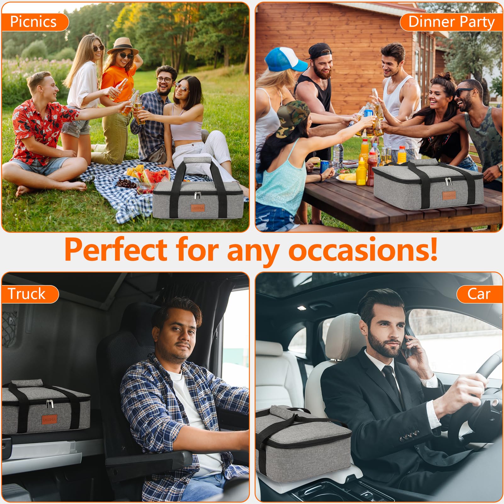 Casserole Carrier Tote Bag - Hot/Cold Food Transport For 9x13 Pans, Potluck & Party Essential