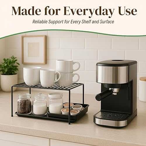 Miniatura 2 de Evelots Organizador/Estante de alambre para armario de cocina, paquete de 6 elevadores de metal resistentes, duplica tu espacio en el mostrador