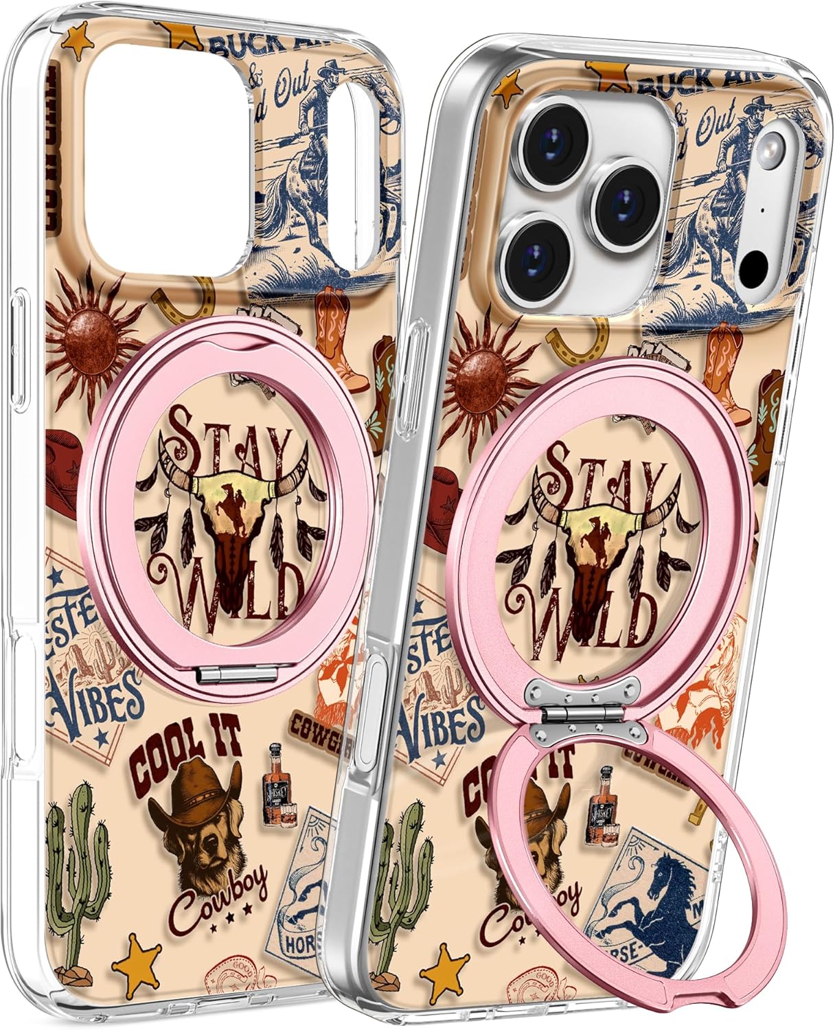 Loheckle for iPhone 17 Pro Max Case with Stand- Compatible with MagSafe Women Girls Cute Aesthetic Unique Design Soft TPU Magnetic Ring Phone Cover for Apple 17 Promax, Western