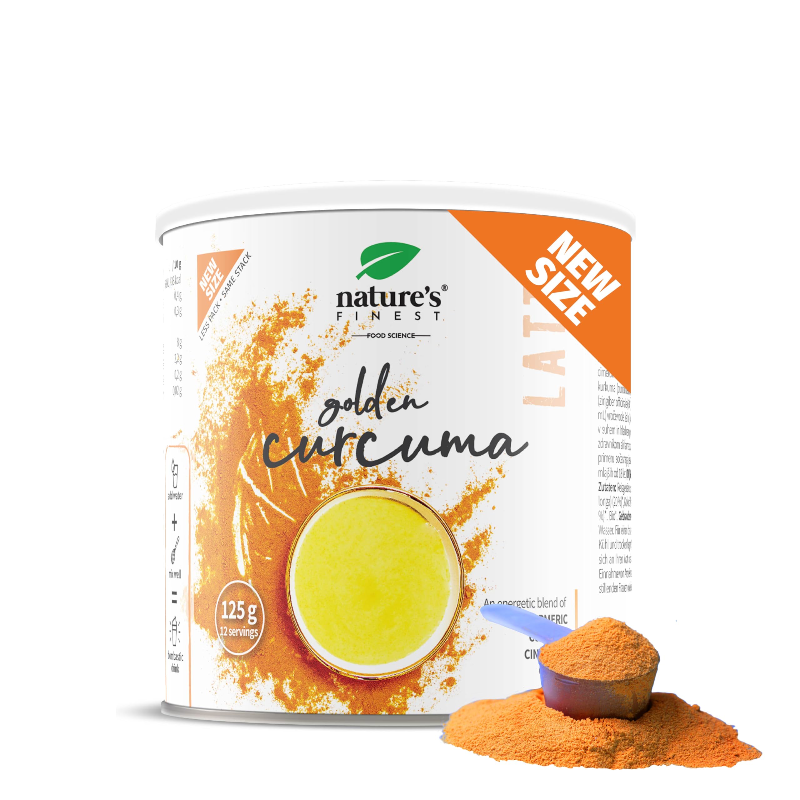 Nature's Finest Golden Curcuma Latte Bio 125 g (Paquete de 1) | Golden Curcuma Latte 125 g - fácil de preparar, ideal para tu pausa gourmet
