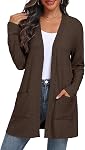Qixing Chandail femme Cardigan ouvert avant léger Cardigan à manches longues Cardigans avec poches