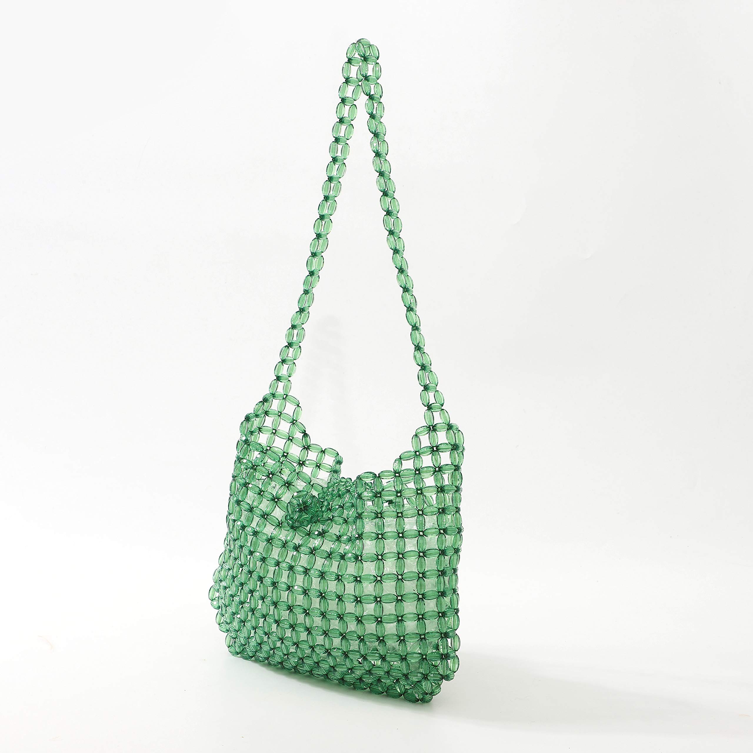 Abvokury YIFEI Women Green Colored Transparent Beaded Acrylic Shoulderbag Evening Handmade Crossbody Bags
