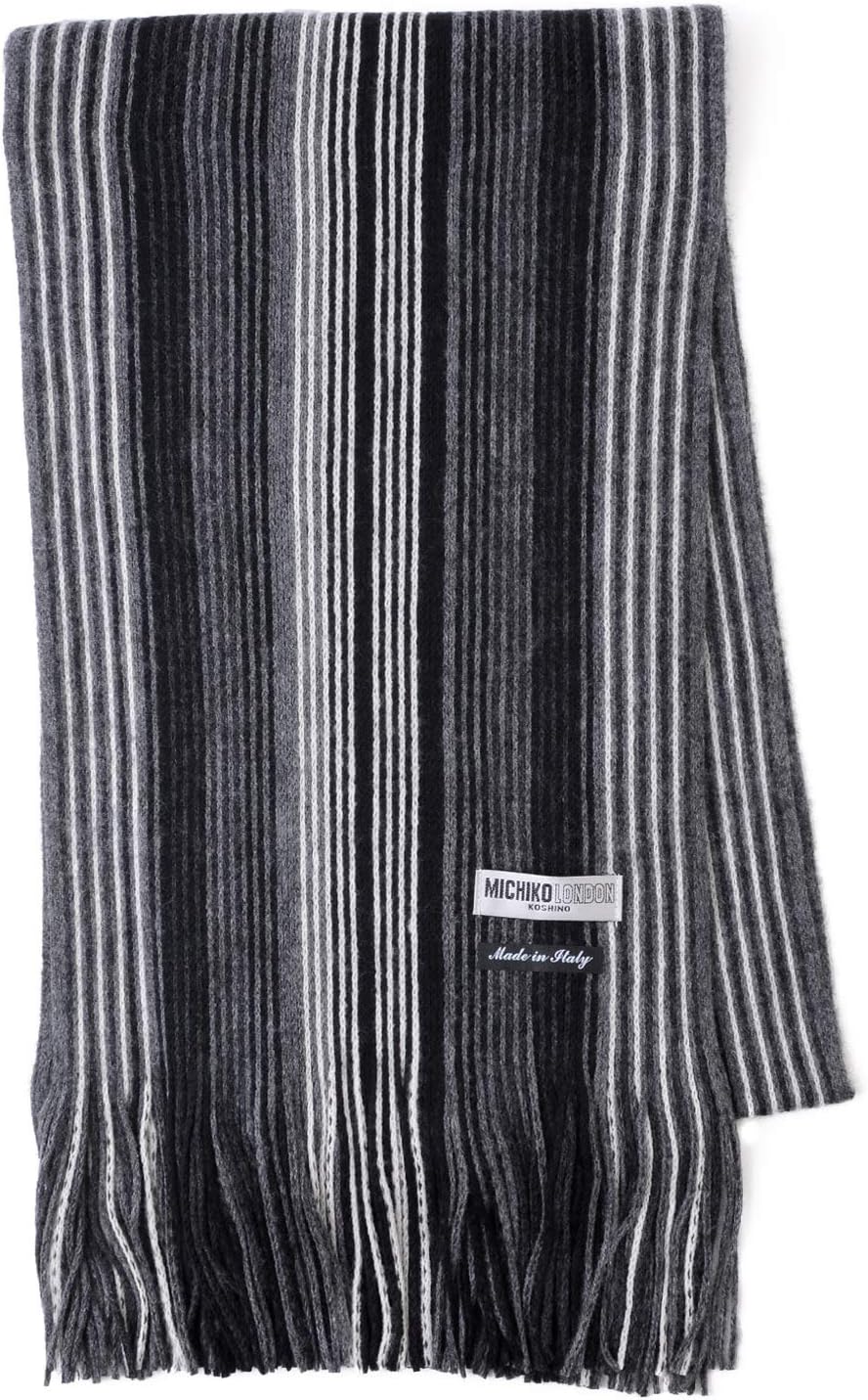 [ミチコロンドン] イタリア製 ブランドマフラー 男女兼用 ラッセル マルチストライプ