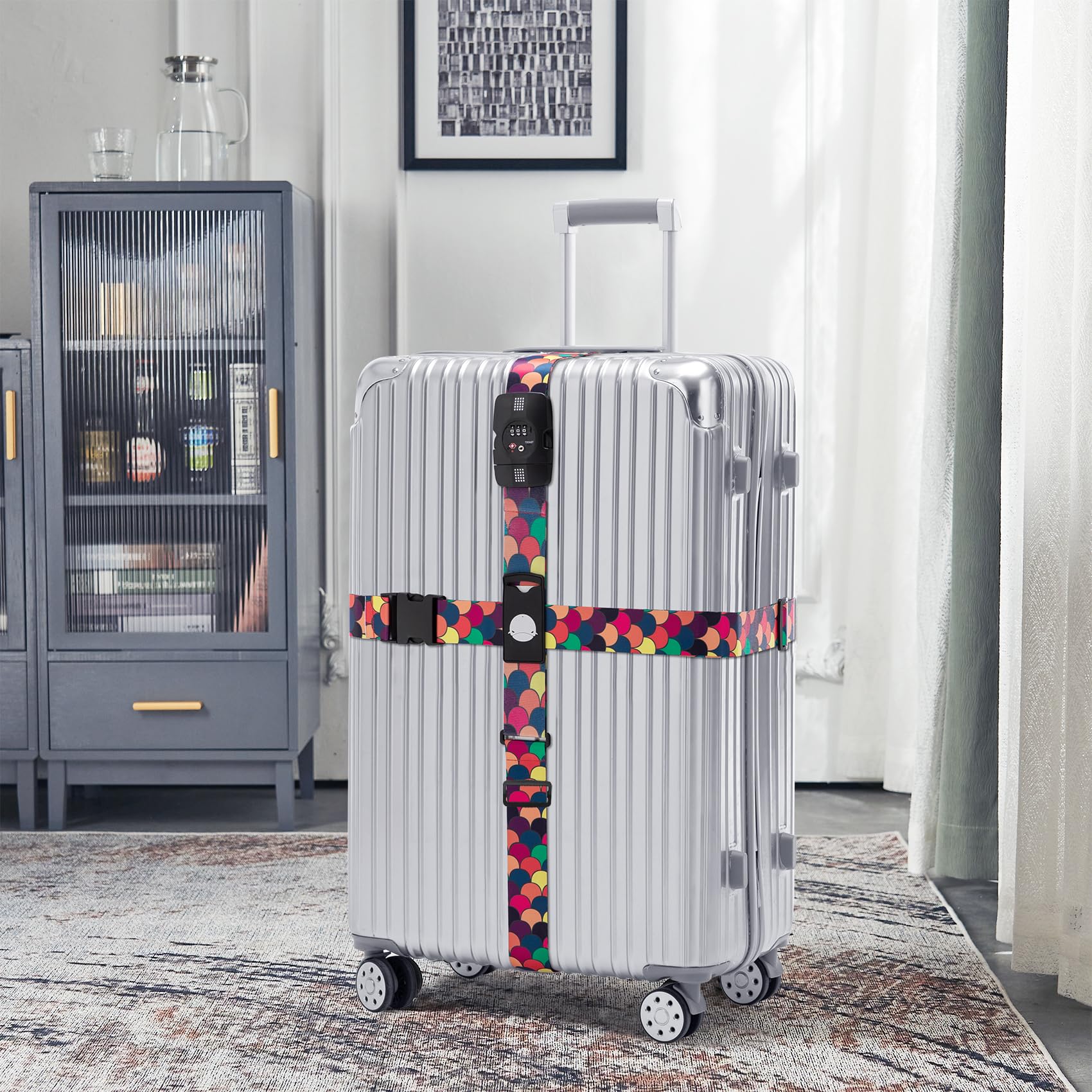 Sangles De Bagage TSA Veki – Lot De 2 Ceintures De Valise Réglables Avec Carte D'identification