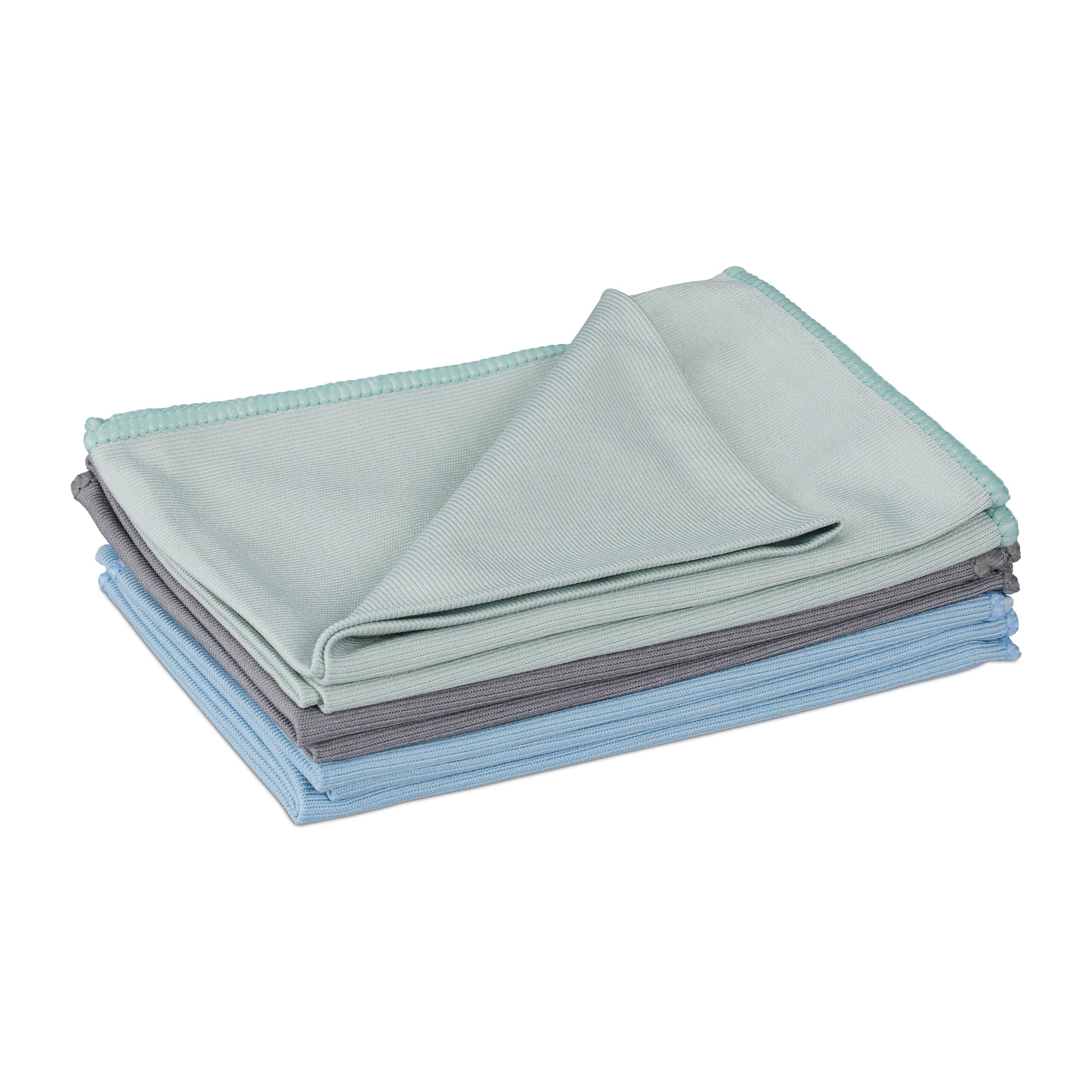 Relaxdays Microfibre Cloths, Set of 6, 40x60 cm, Absorbent, All-Purpose Cleaning Rags, Kitchen & Bathroom, Multicoloured, Polyester, Plastic