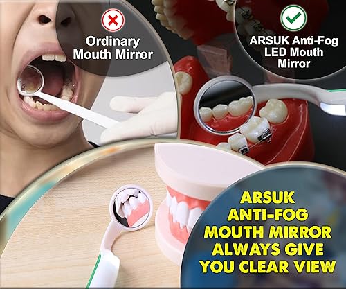 Miniatura 6 de ARSUK Espejo dental LED para dientes con luz, paquete de 2 – Espejo dental de inspección oral – Espejo bucal para cuidado dental para control de