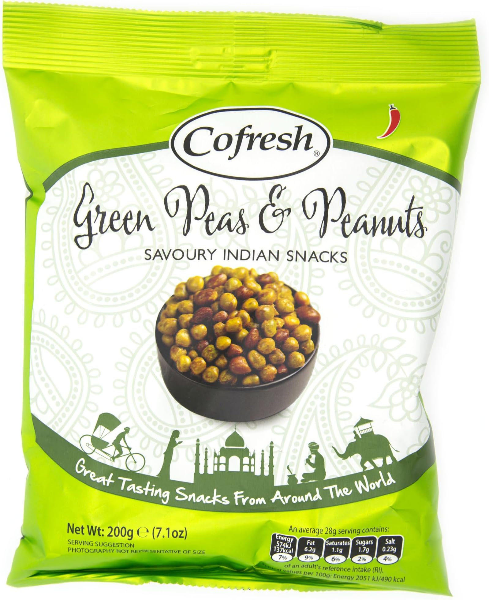 Cofresh Spicy Green Peas and Peanuts Mix, 200g