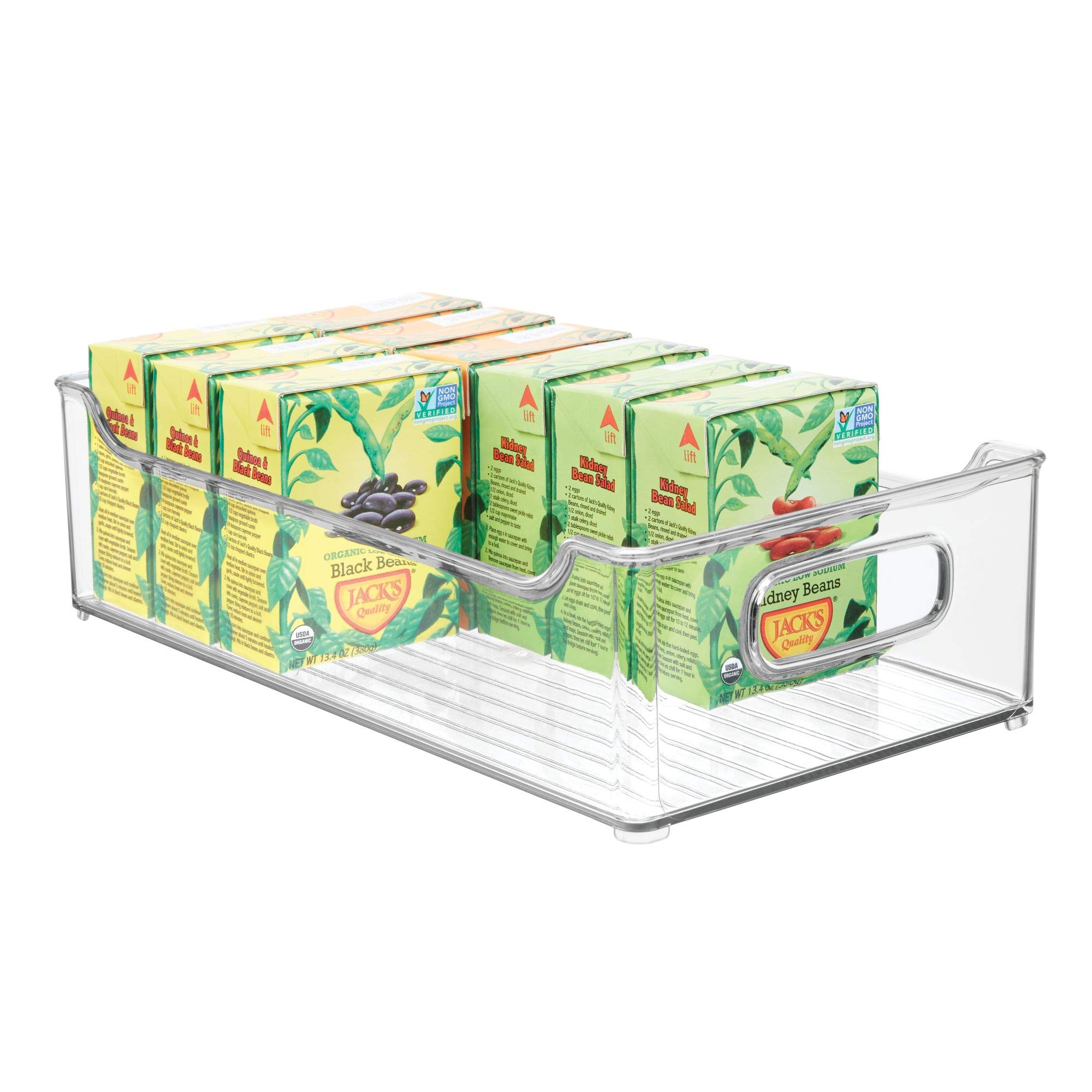 Contenedores anchos de plástico para almacenamiento de cocina con asas, organización en estantes de despensa, gabinete, refrigerador o congelador, organizador de alimentos para frutas, yogur,