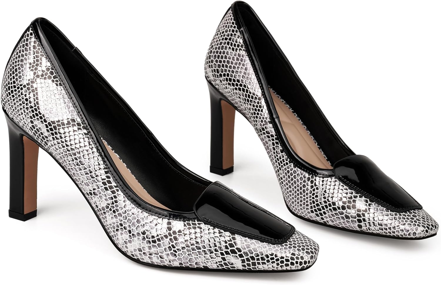 Womens Dress Shoes Block Heel Pumps Shoes Women Cheetah Print Faux Leather Party Comfortable Dress Shoes for Women - Image 6