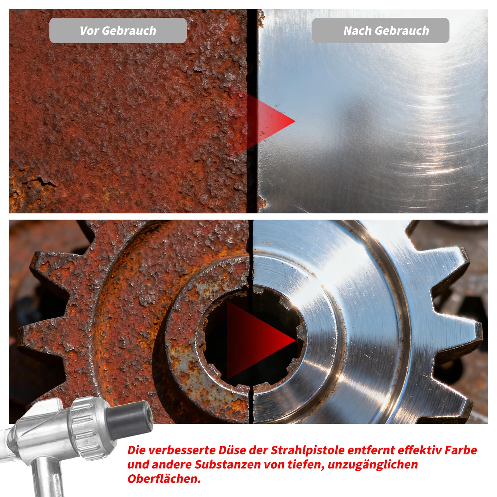 Kit de sablage à air comprimé, pistolet de sablage avec alimentation siphon de 1 m, buse de sablage en métal de calibre 5 mm à 6 mm, convient pour les appareils de sablage, les dégraissants et les