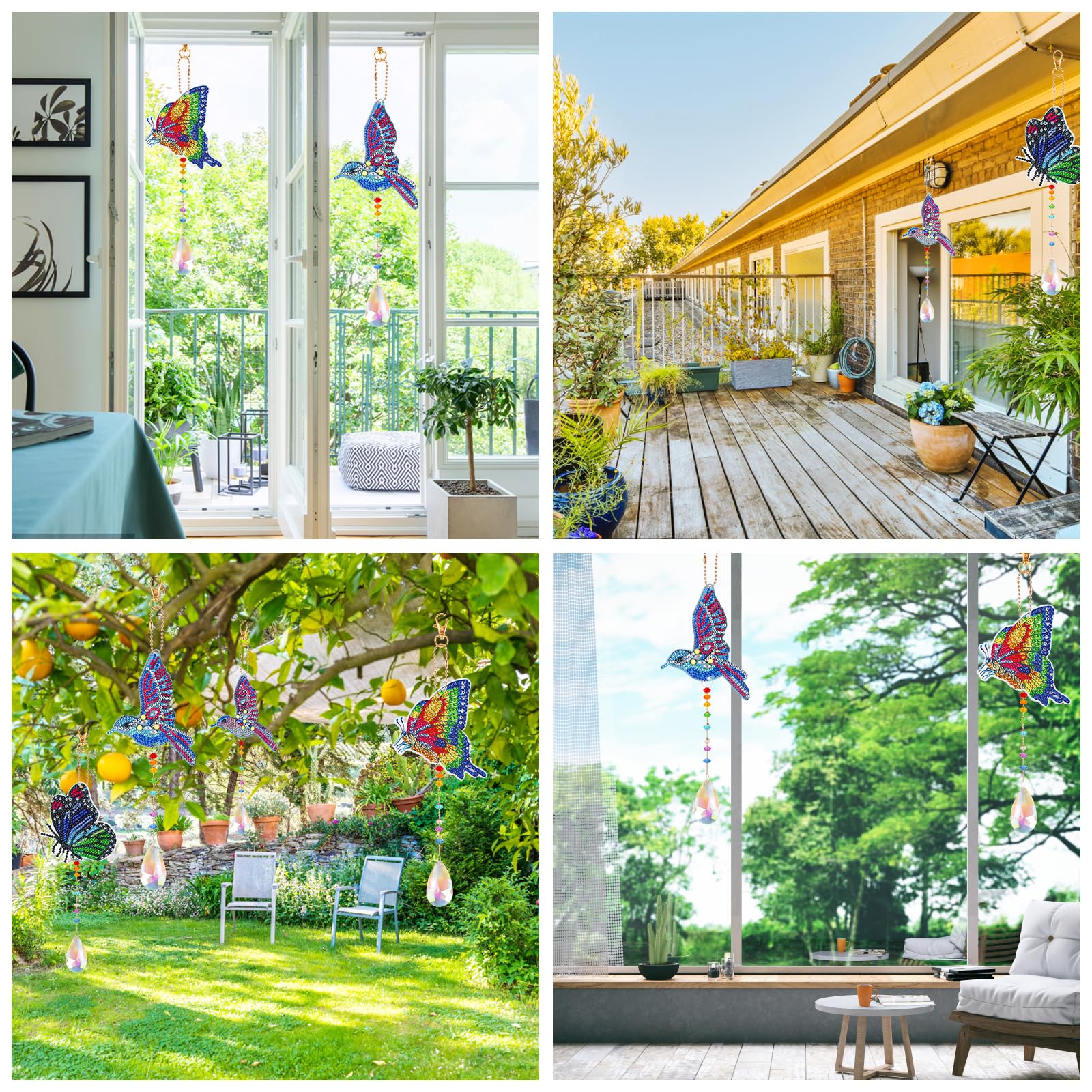 DIY Diamant-Malerei Sonnenfänger Set (4-teilig) – Mit Doppelseitigen Kristalldiamanten, Für Fenster & Garten
