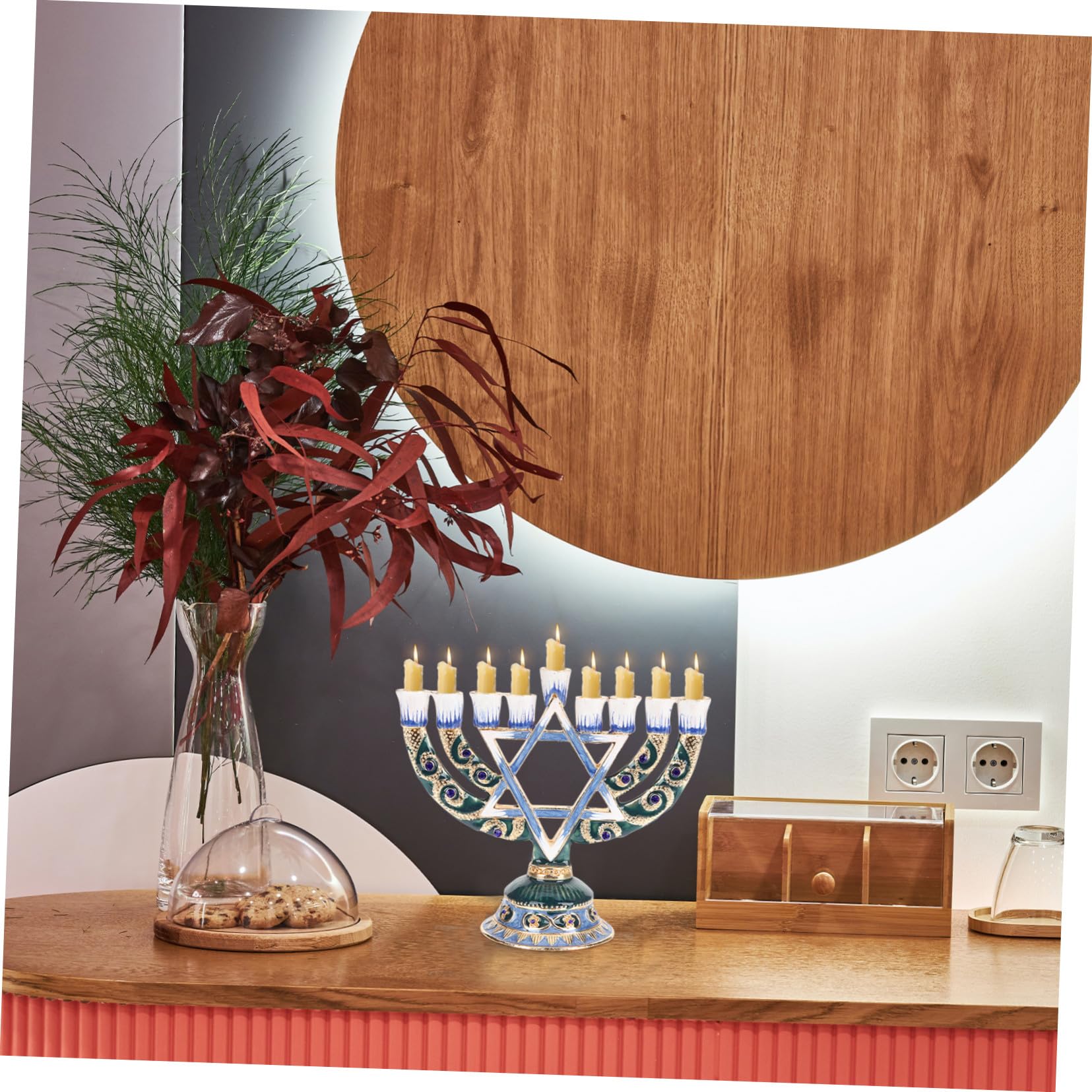 Candelabro Judío de 9 Brazos Retro para Hanukkah Decorativo