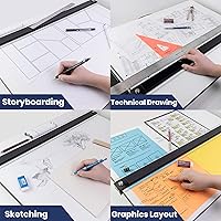 Vista 5 de Pacific Arc Tablero de dibujo, mesa de dibujo portátil con barra paralela, 18 x 24 pulgadas