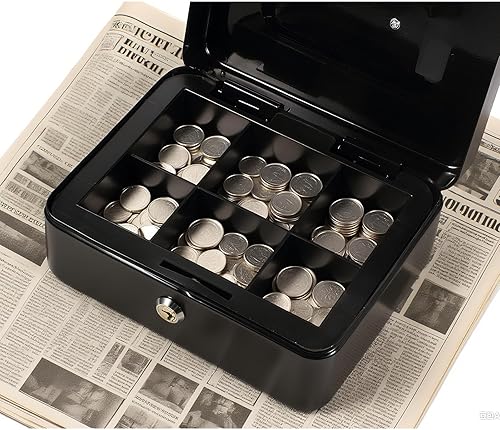 Miniatura 7 de Blulu 2 cajas de efectivo con bandeja de dinero y cerradura de llave, caja de seguridad pequeña para dinero de metal para dinero pequeño, cheques,