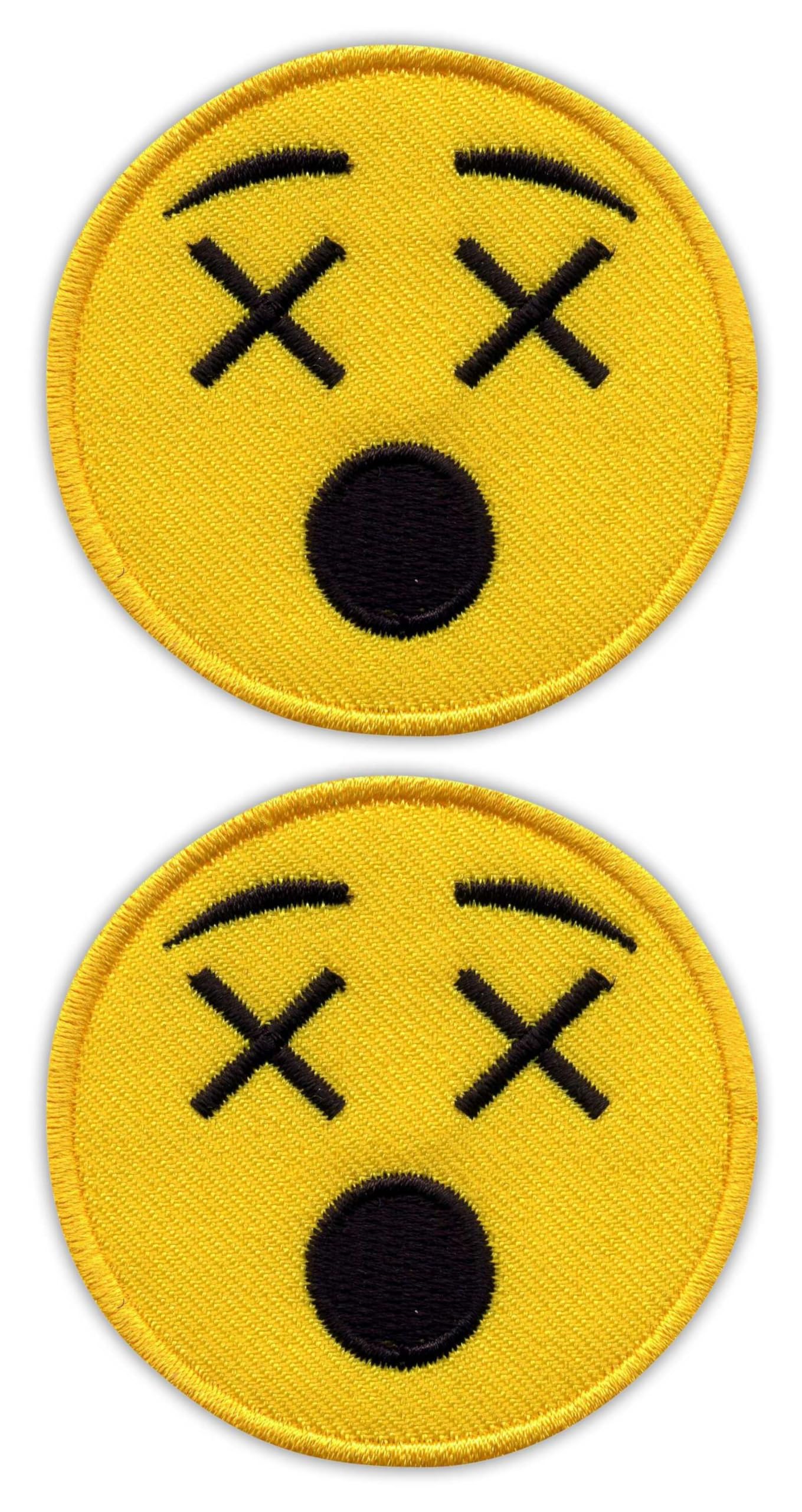 Set of Two - Astonished face - Small - Emoji - Sew-on - Embroidered Patch/Badge/Emblem